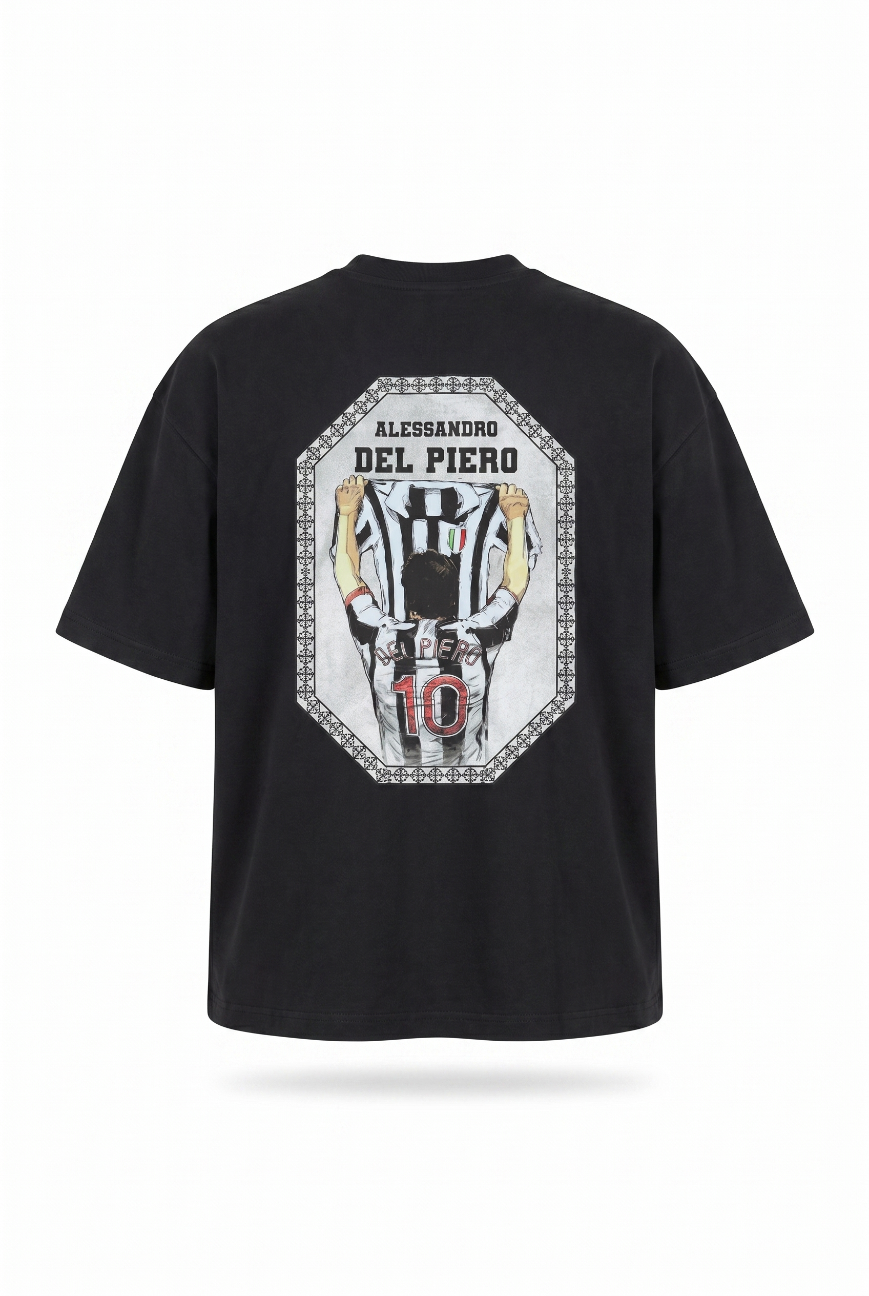 Erkek Del Piero Baskılı Oversize T-Shirt Siyah