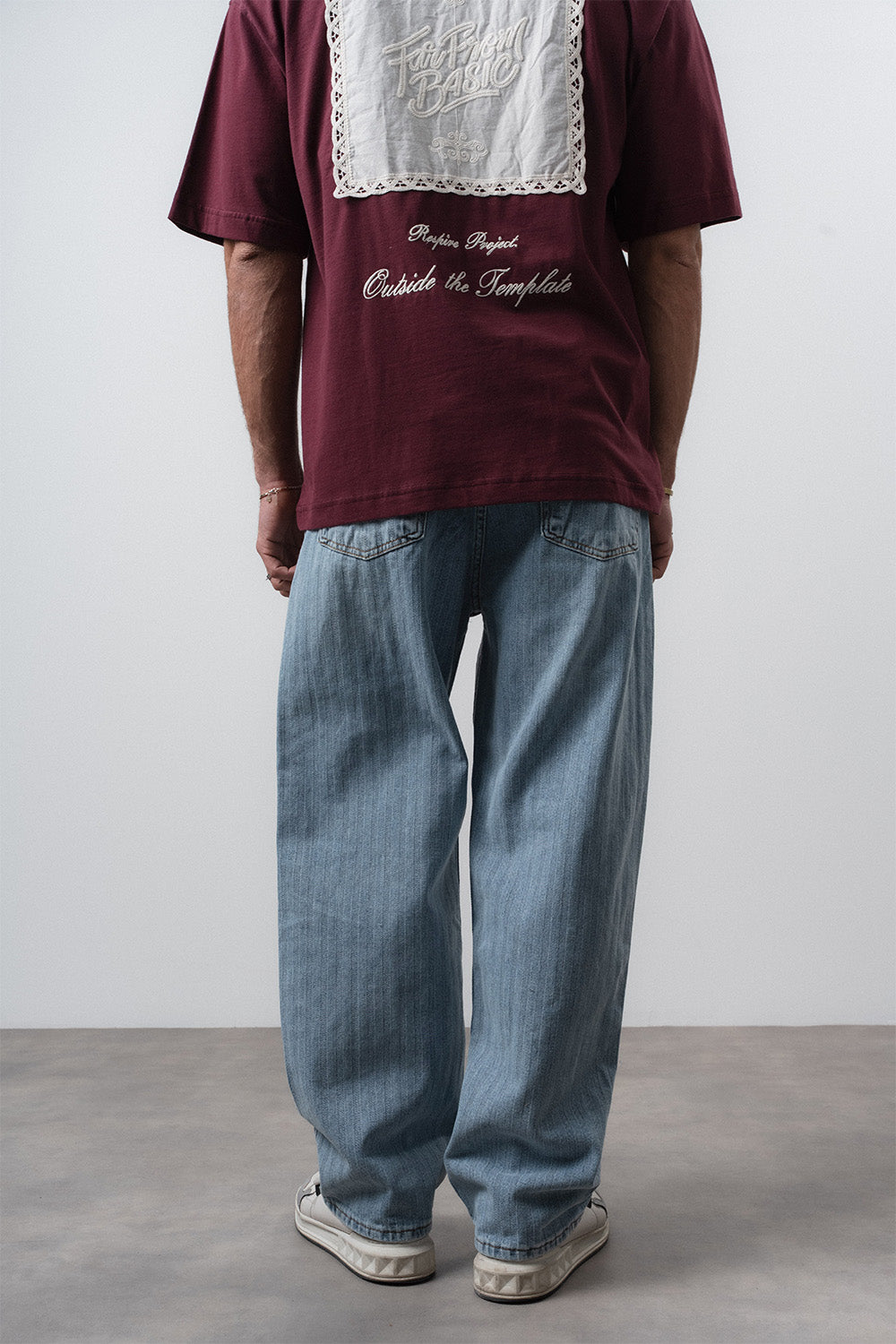 Respire-Erkek Desenli Baggy Jean Açık Mavi-Kot Pantolon-4-Milagron.com
