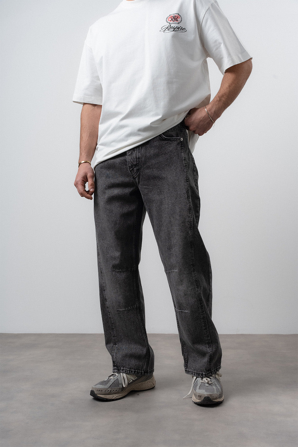 Respire-Erkek Dikiş Detaylı Baggy Jean Antrasit-Kot Pantolon-1-Milagron.com