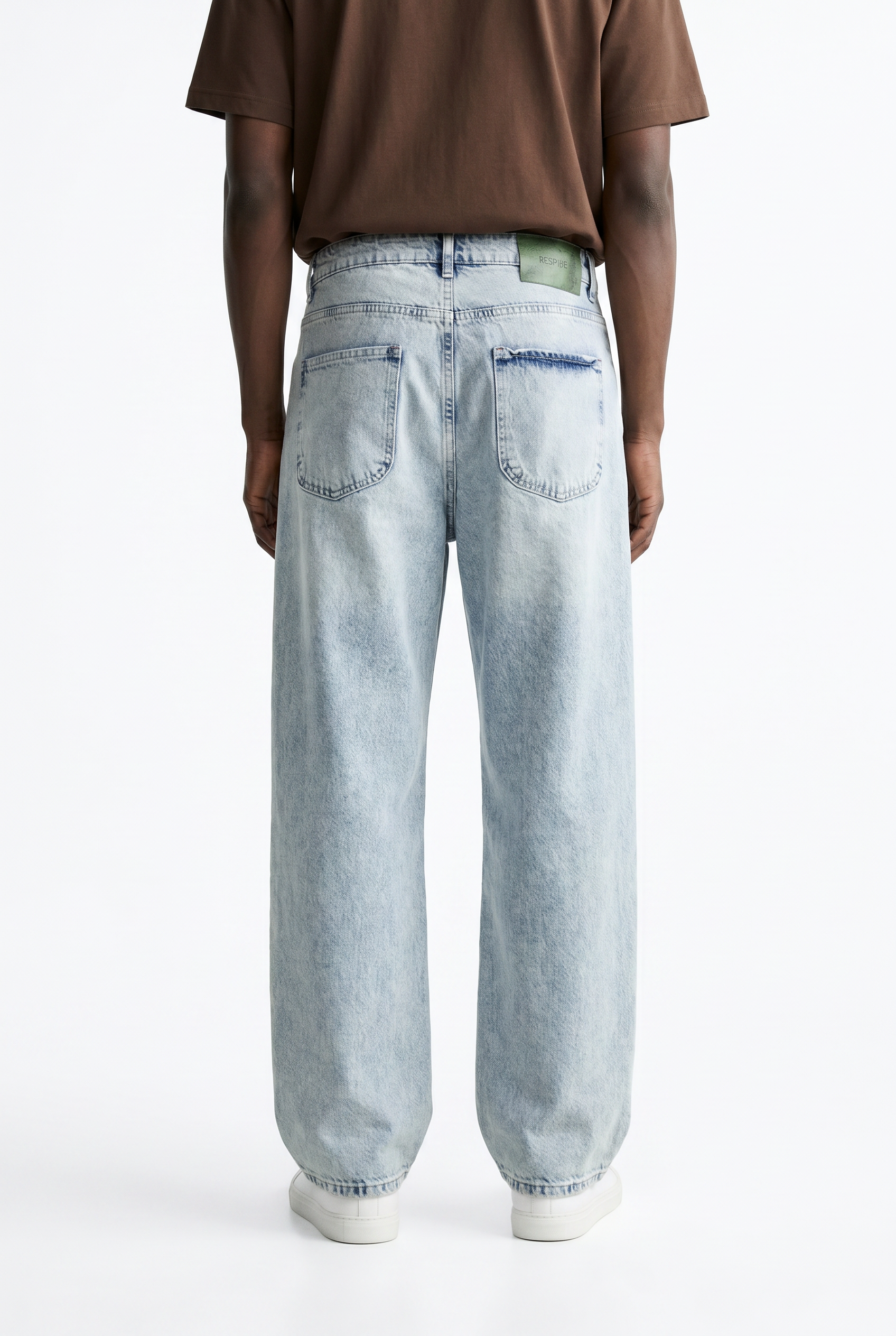 Erkek Dikiş Detaylı Baggy Jean Buz Mavi