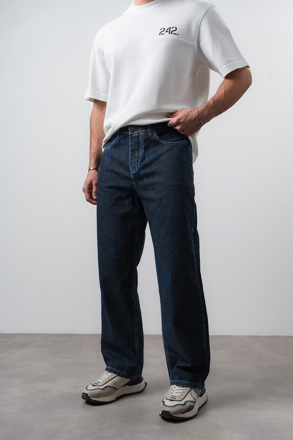 Respire-Erkek Efektli Baggy Jean Lacivert-Kot Pantolon-2-Milagron.com