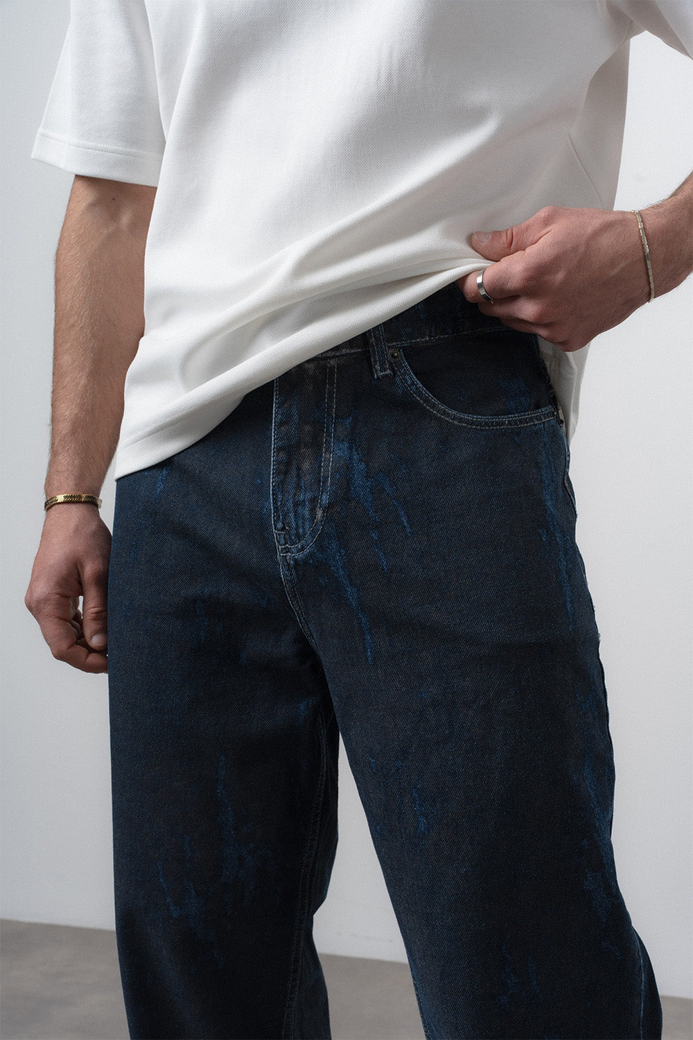 Respire-Erkek Efektli Baggy Jean Lacivert-Kot Pantolon-7-Milagron.com