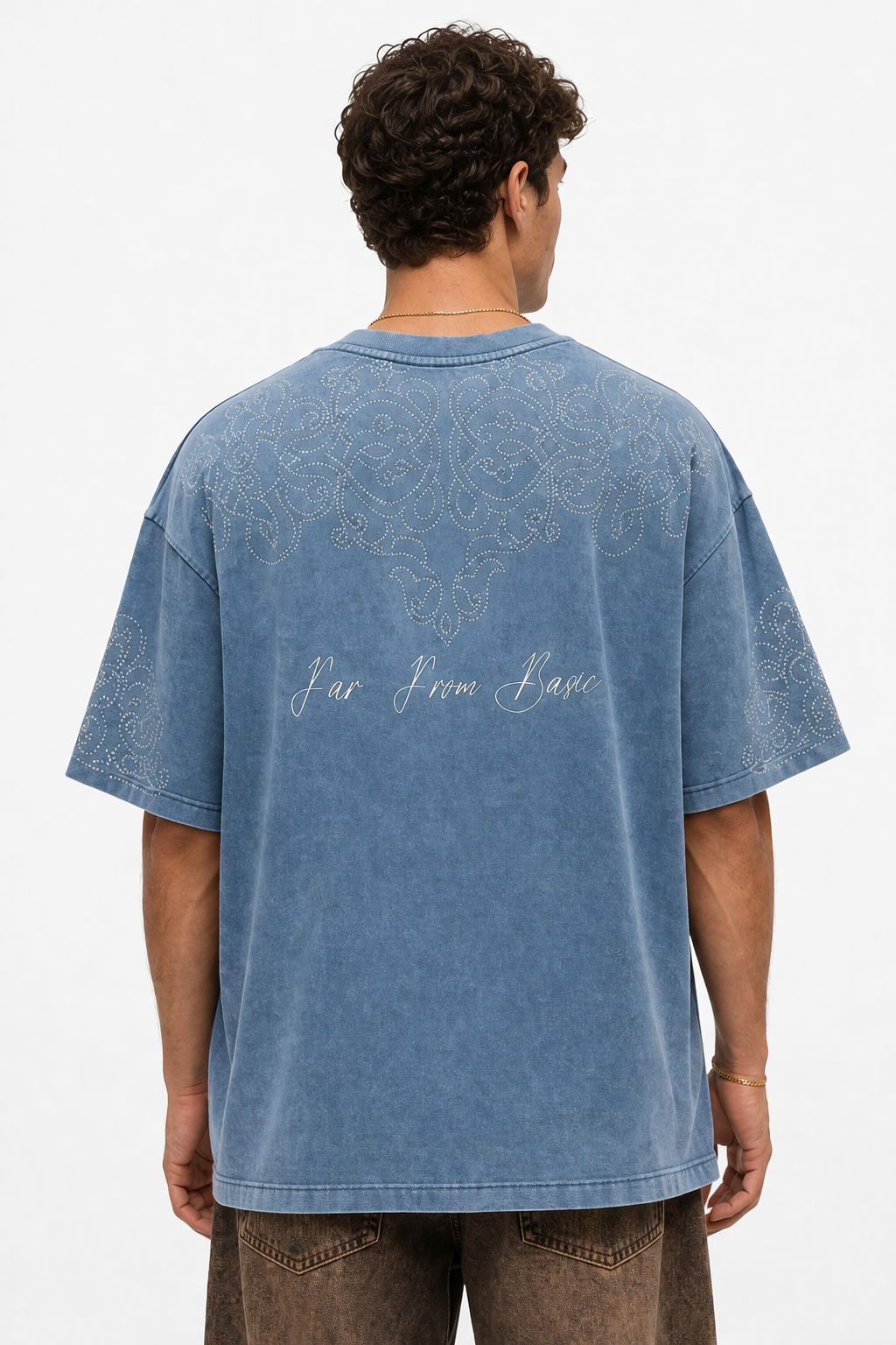 Erkek Far From Basic Yıkamalı Oversize T-Shirt Bebe Mavi