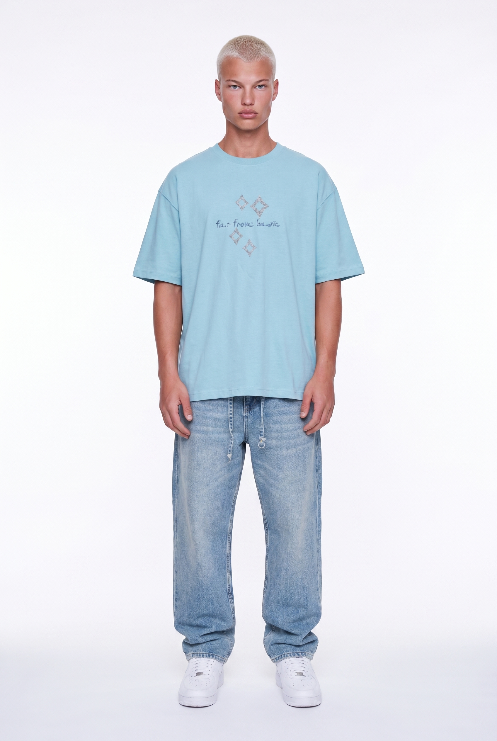 Erkek Ffb Nakış Detaylı Oversize T-Shirt Bebe Mavi