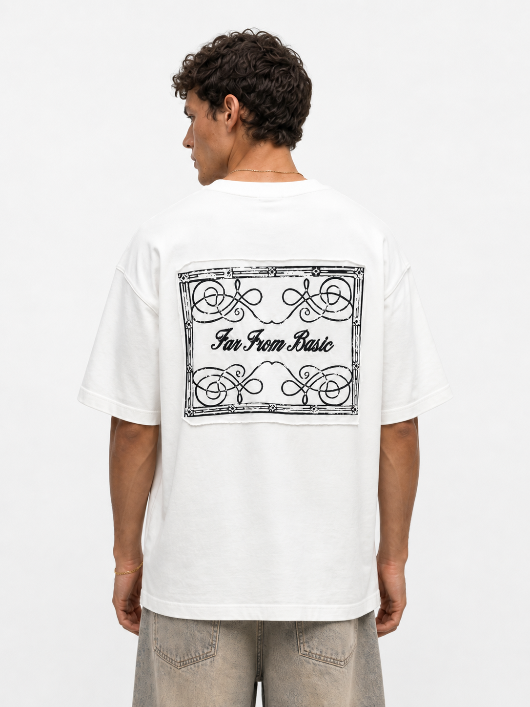 Erkek Ffb Nakışlı Oversize T-Shirt Ekru