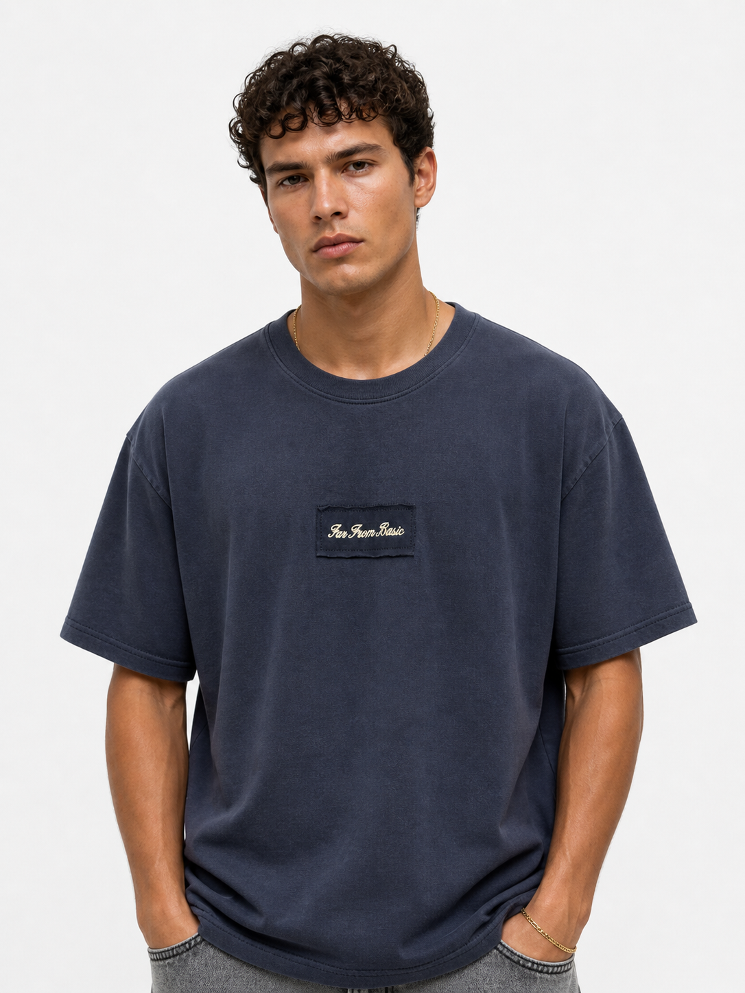 Erkek Ffb Nakışlı Oversize T-Shirt Lacivert