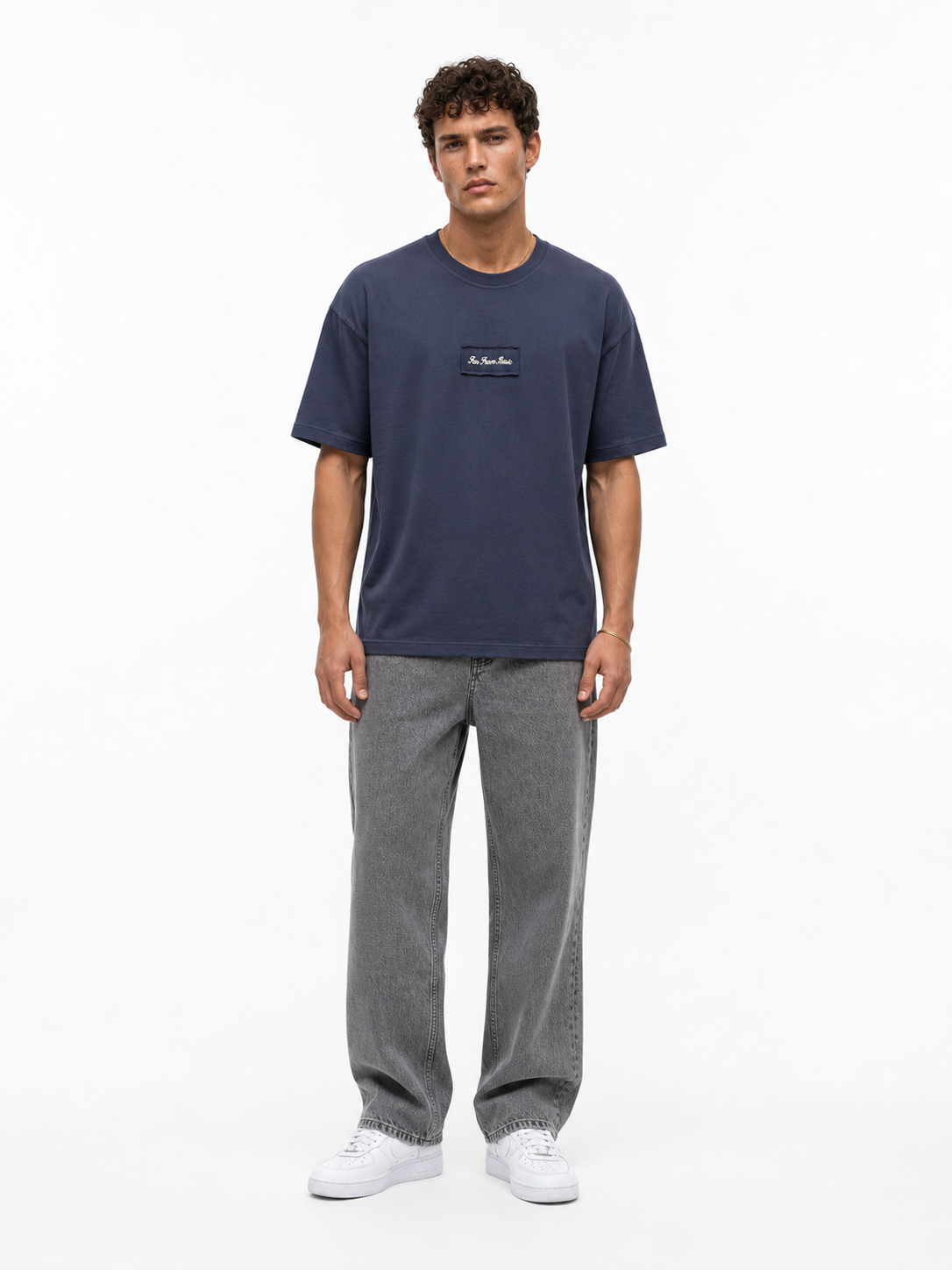 Erkek Ffb Nakışlı Oversize T-Shirt Lacivert