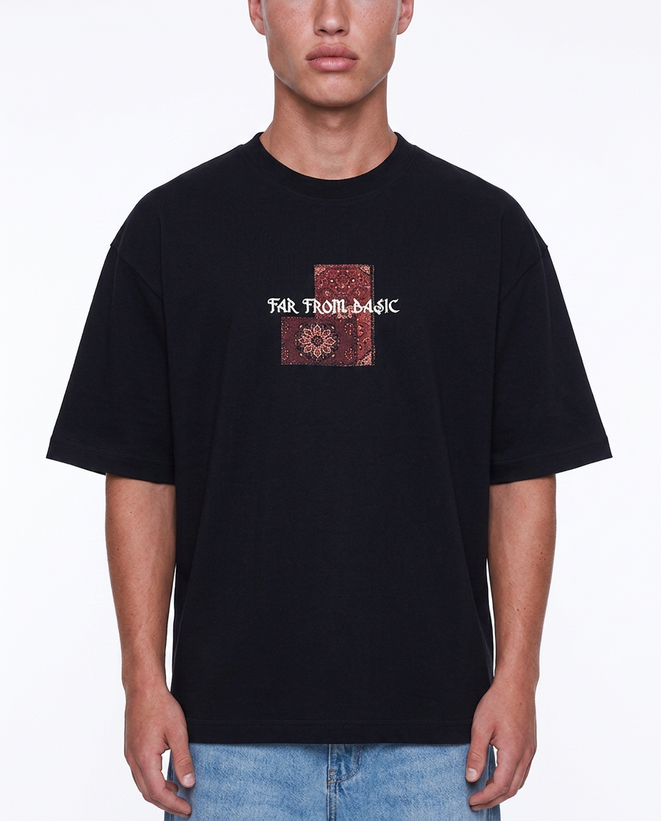 Erkek Ffb Patch Oversize T-Shirt Siyah