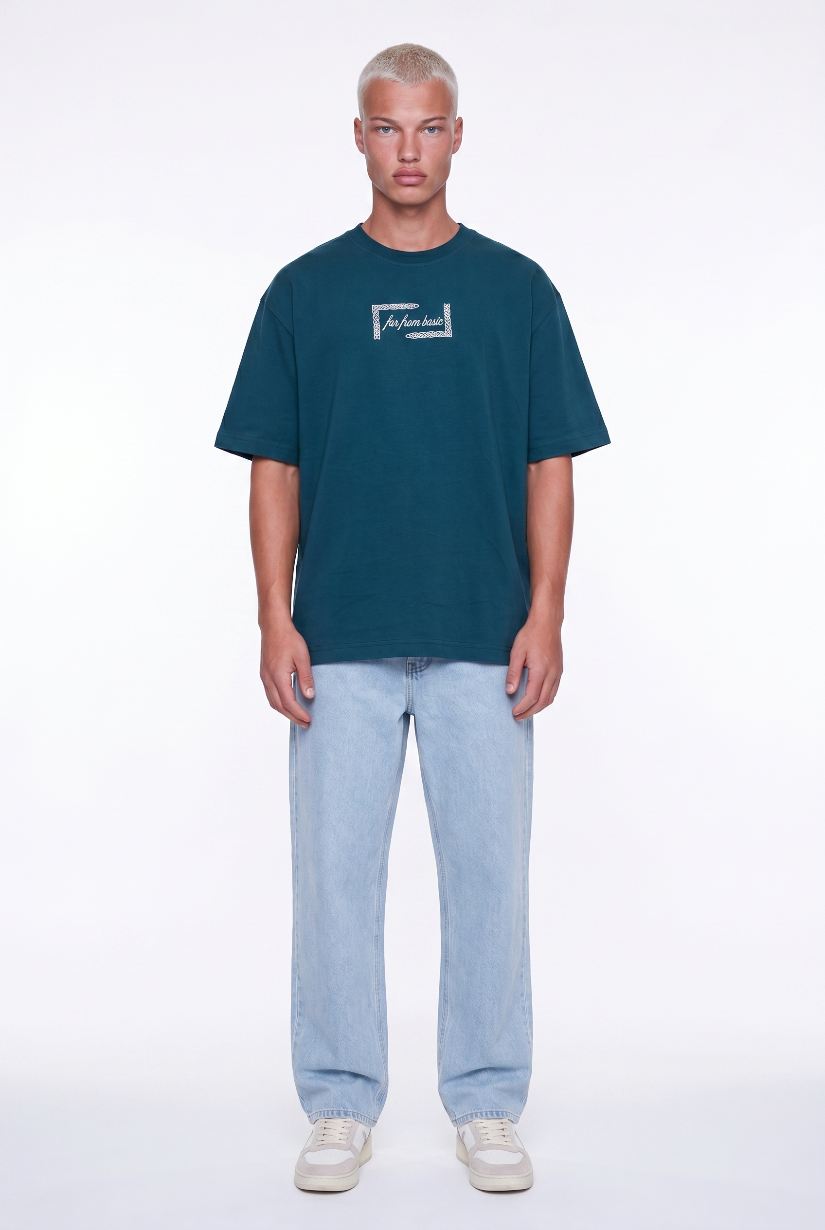 Erkek Ffb Vintage Nakışlı Oversize T-Shirt Zümrüt