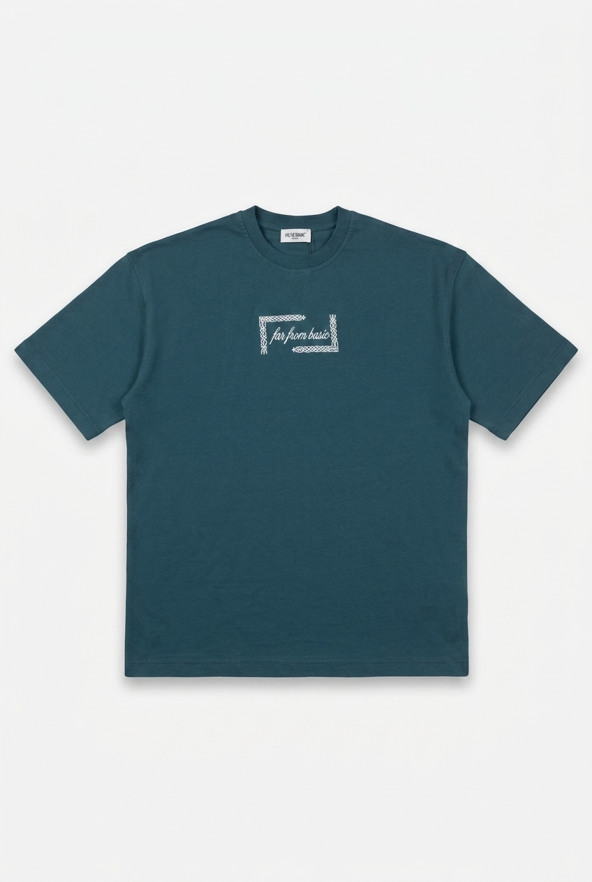 Erkek Ffb Vintage Nakışlı Oversize T-Shirt Zümrüt