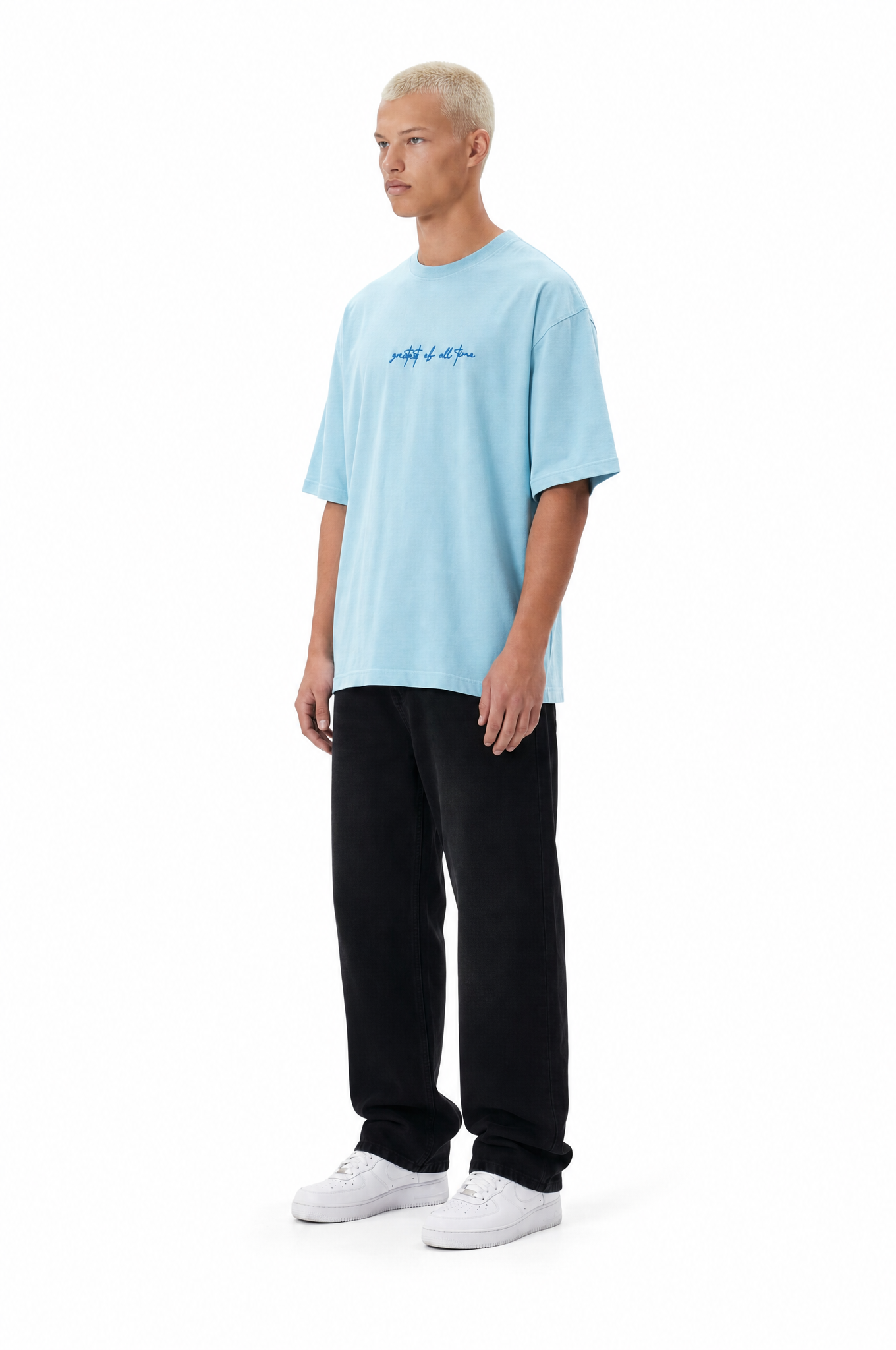 Erkek Goats Baskılı Oversize T-Shirt Bebe Mavi