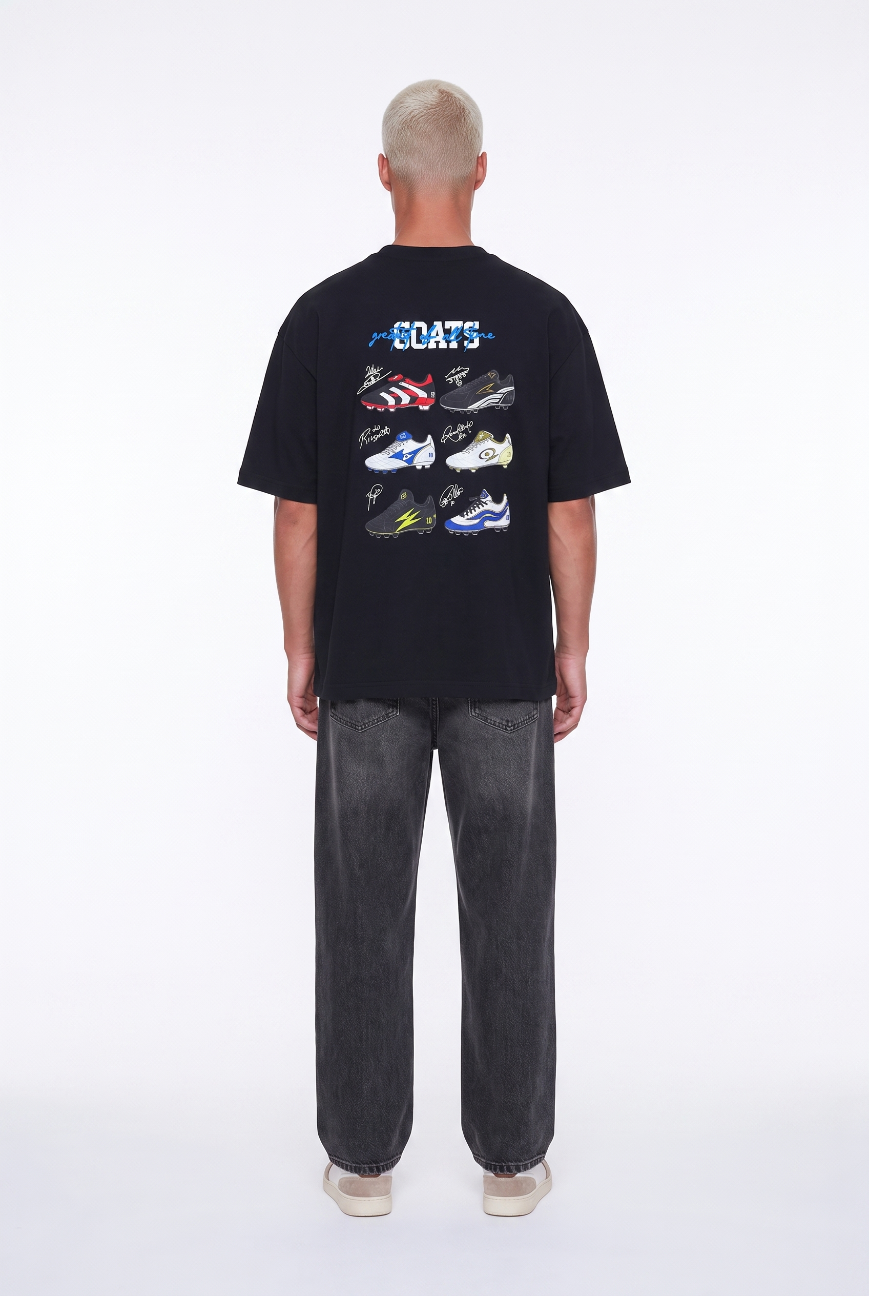 Erkek Goats Baskılı Oversize T-Shirt Siyah
