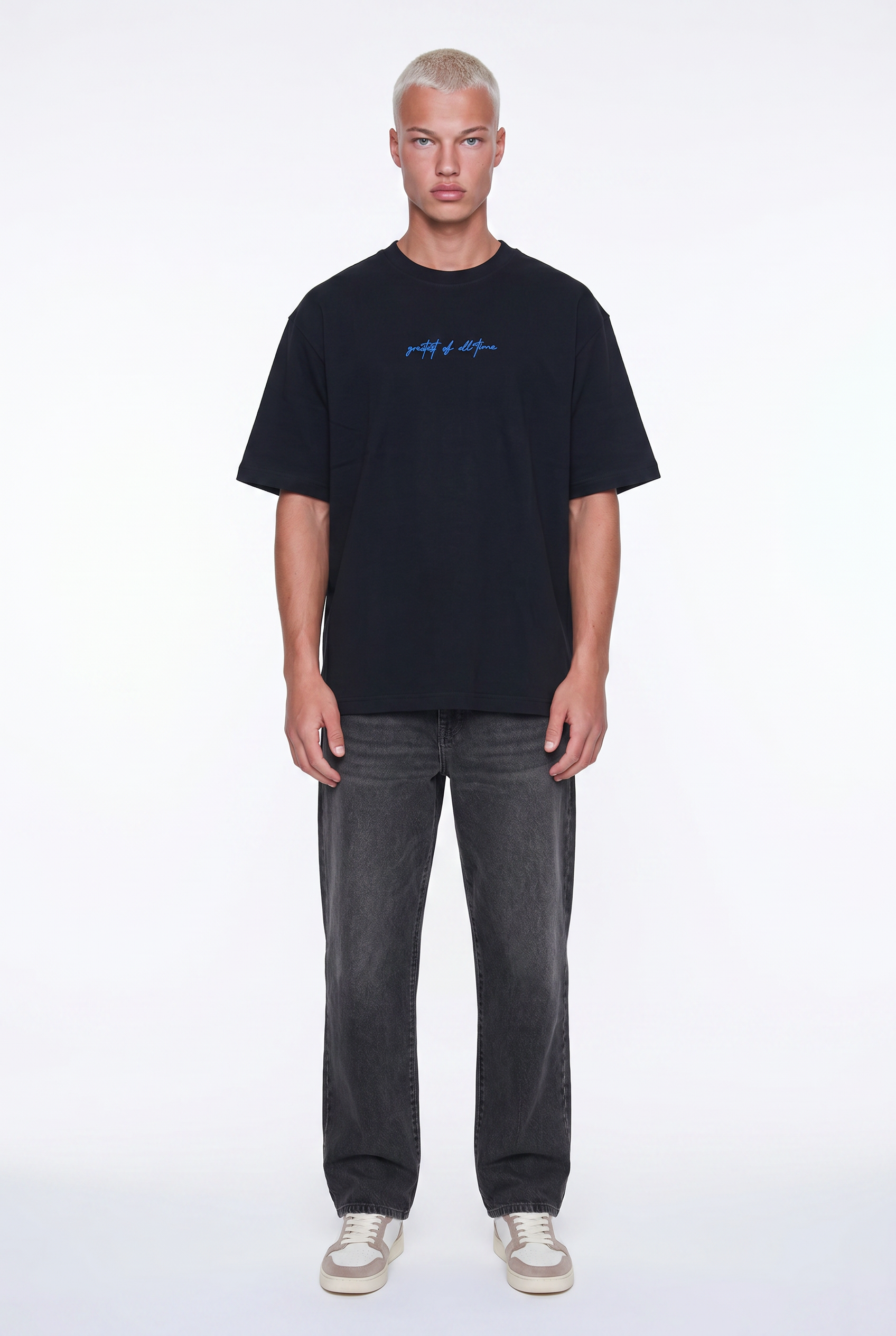 Erkek Goats Baskılı Oversize T-Shirt Siyah