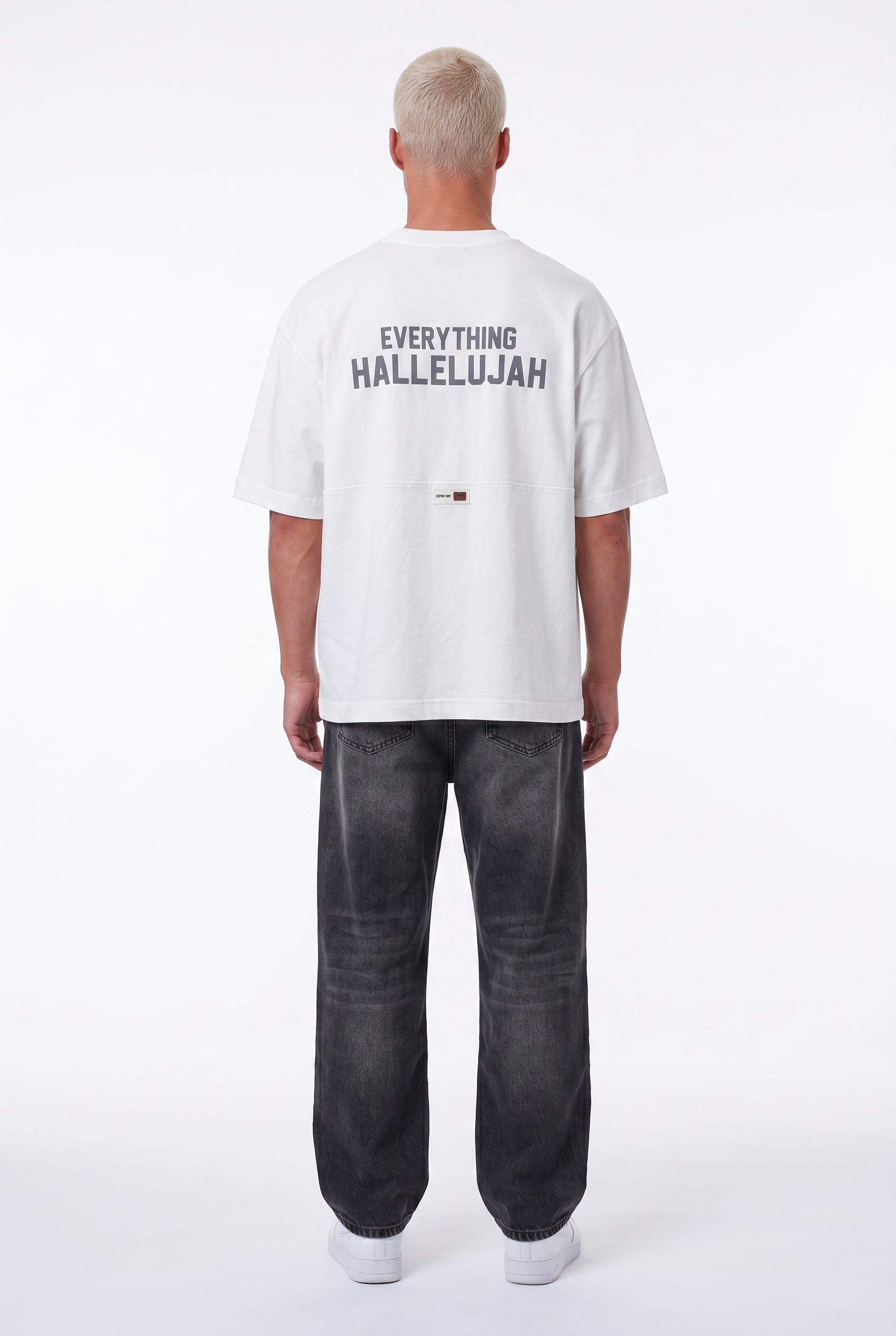 Erkek Hallelujah Baskılı Oversize T-Shirt Ekru