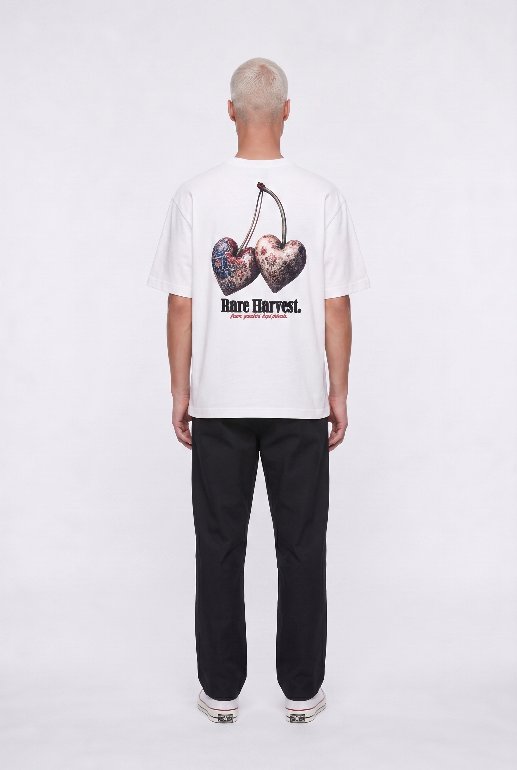 Erkek Harvest Baskılı Oversize T-Shirt Ekru