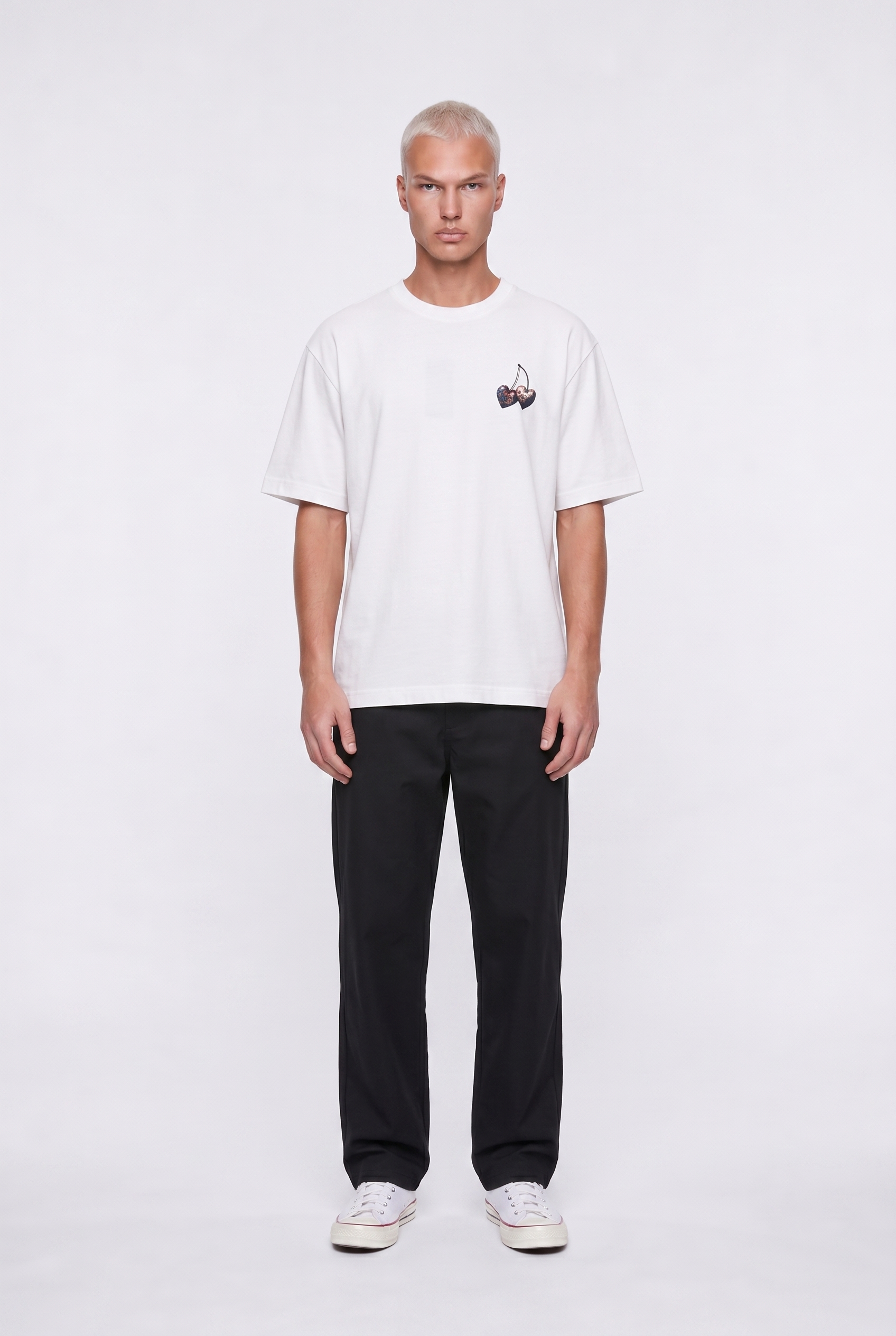 Erkek Harvest Baskılı Oversize T-Shirt Ekru