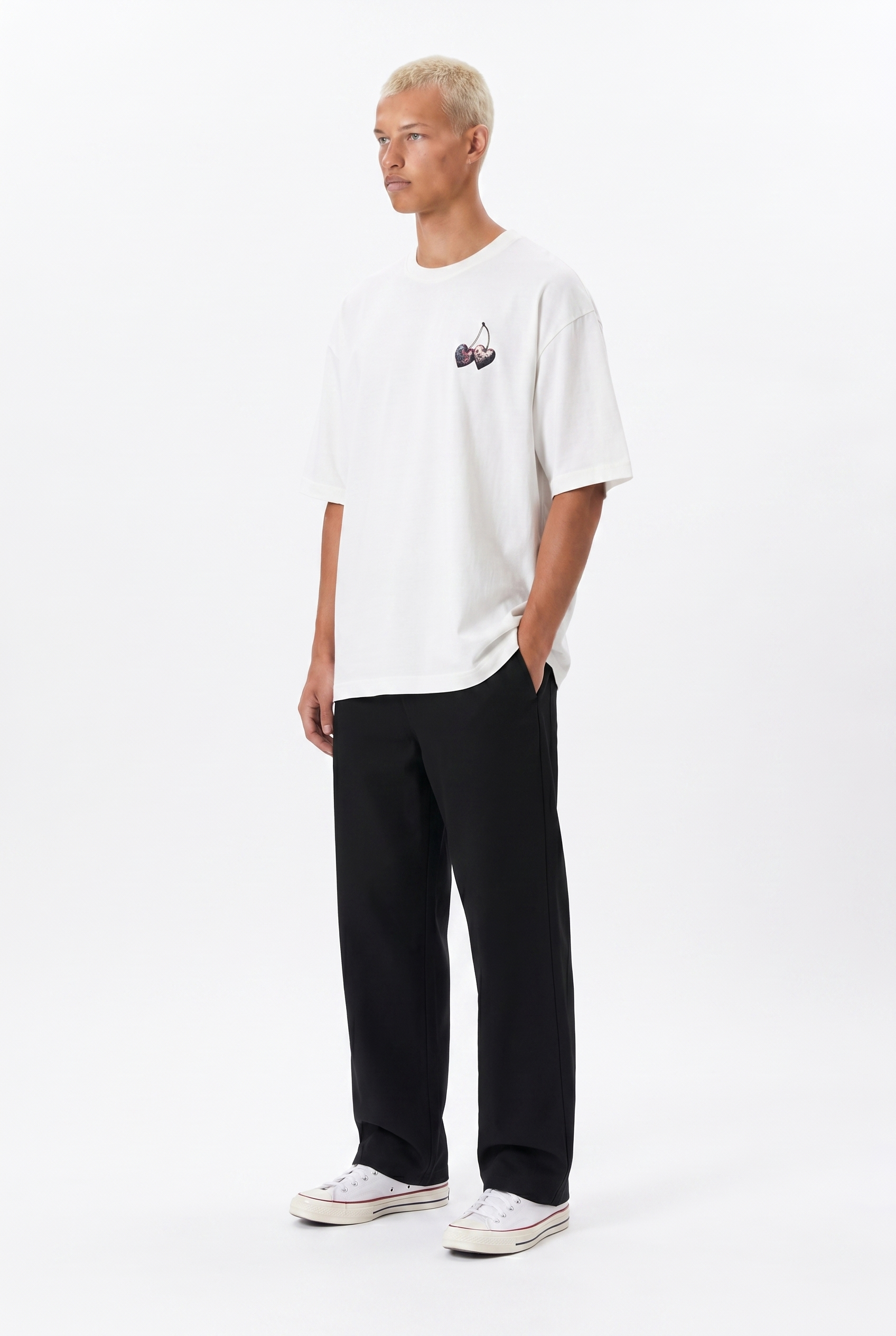Erkek Harvest Baskılı Oversize T-Shirt Ekru