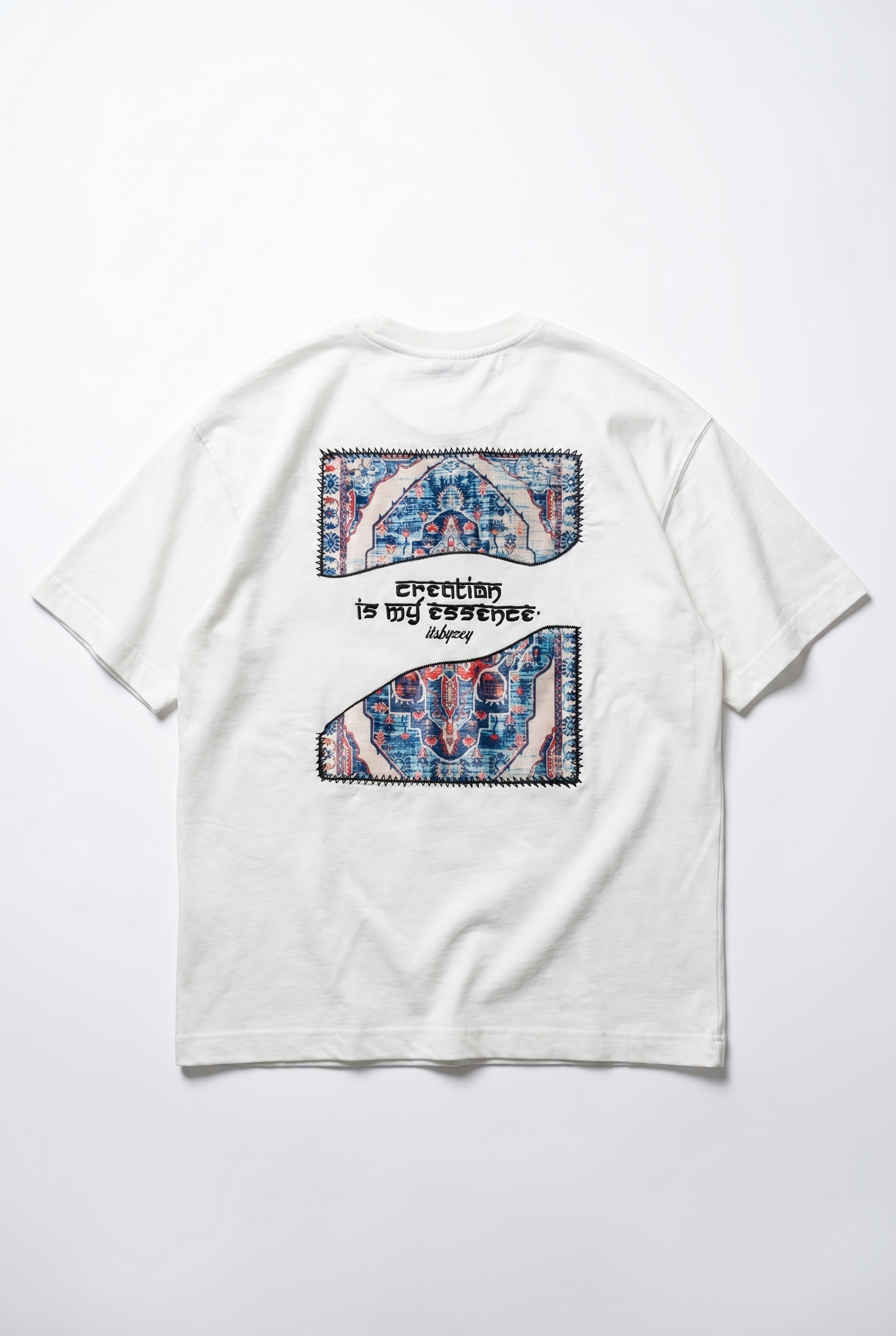 Erkek Itsbyzey Nakış Detaylı Oversize T-Shirt Ekru