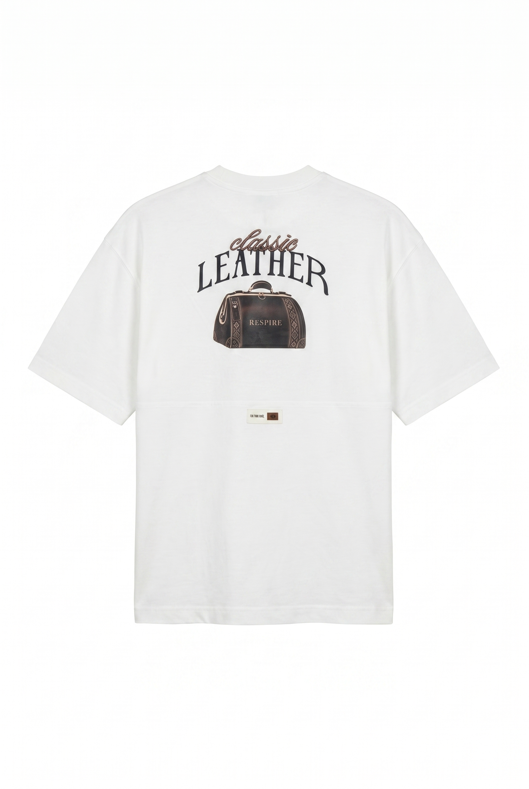 Erkek Leather Baskılı Oversize T-Shirt Ekru