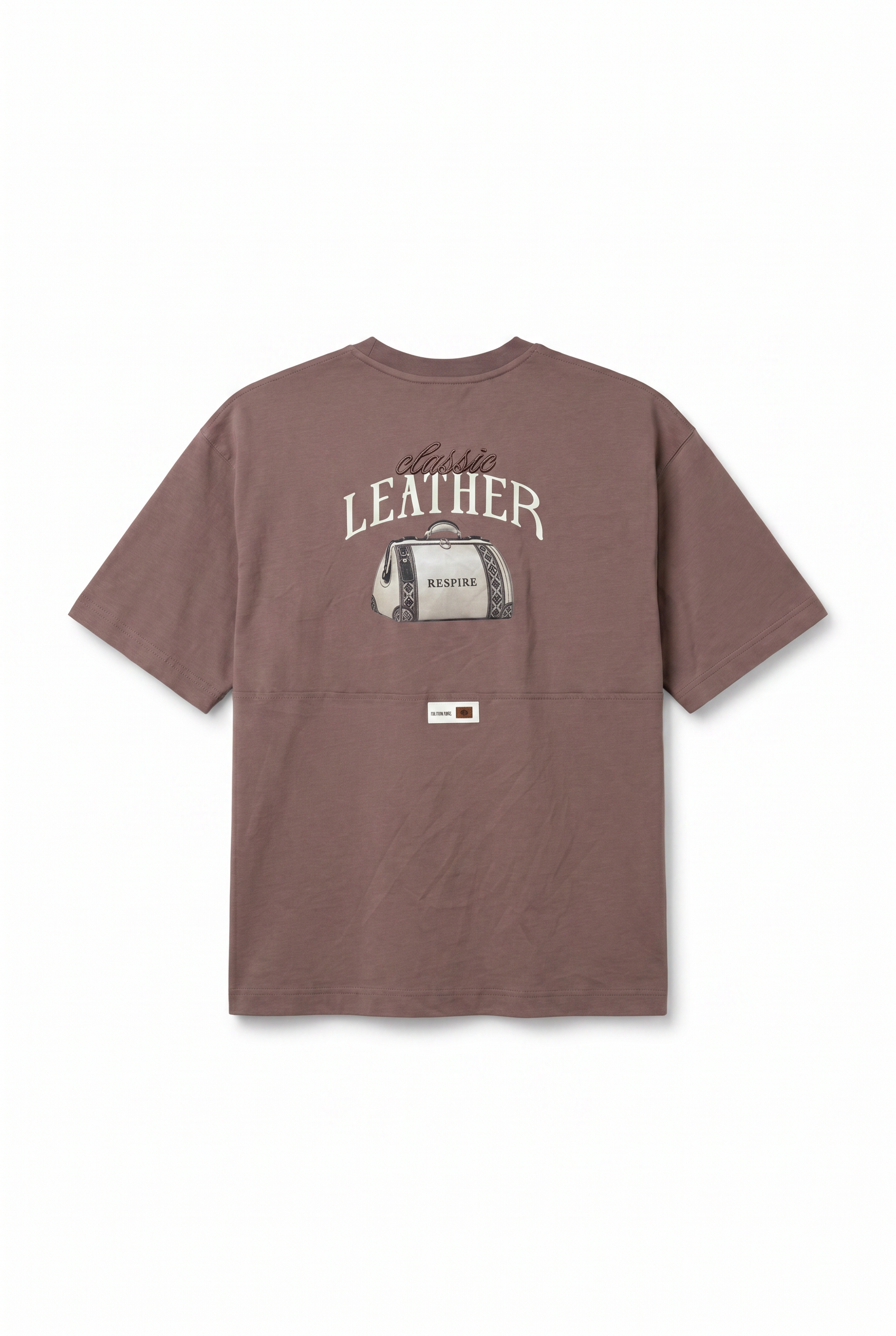Erkek Leather Baskılı Oversize T-Shirt Kahve