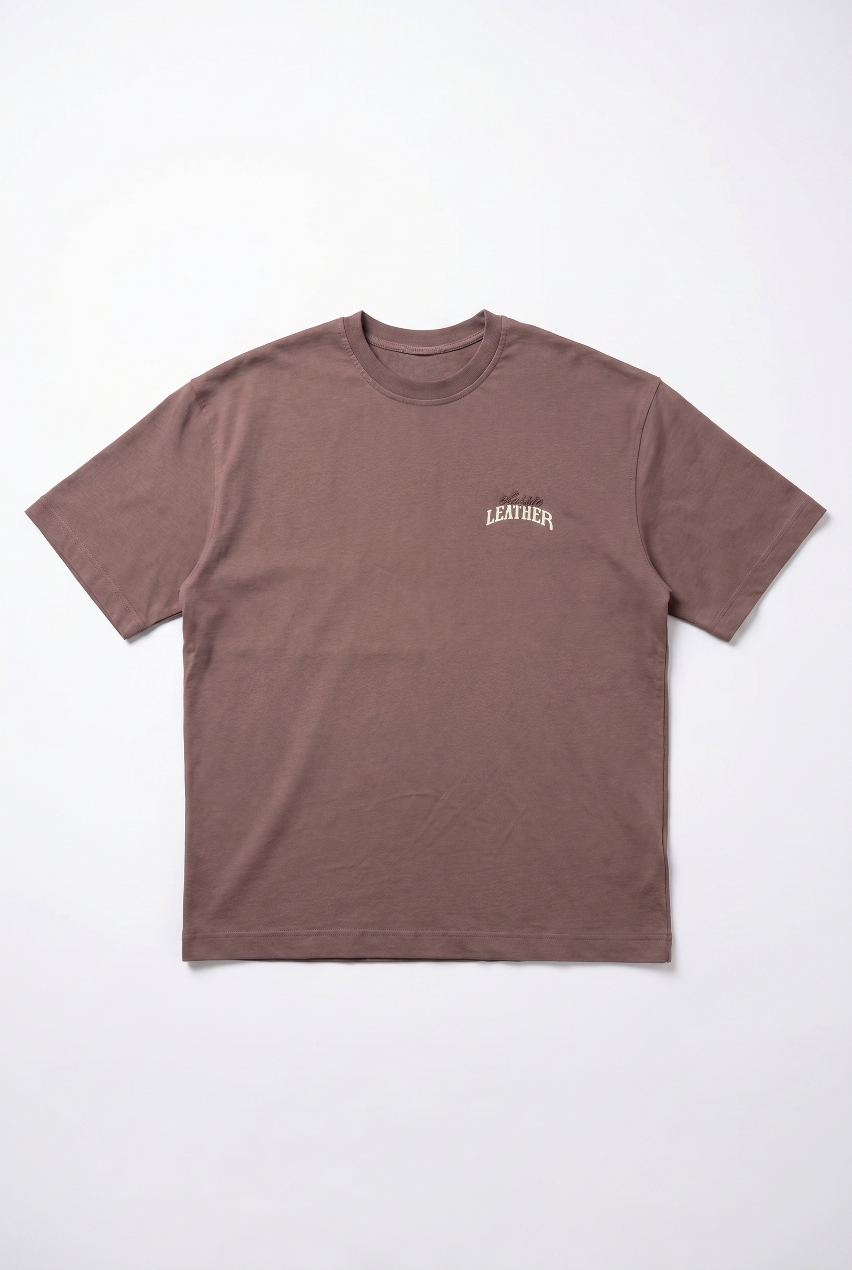 Erkek Leather Baskılı Oversize T-Shirt Kahve