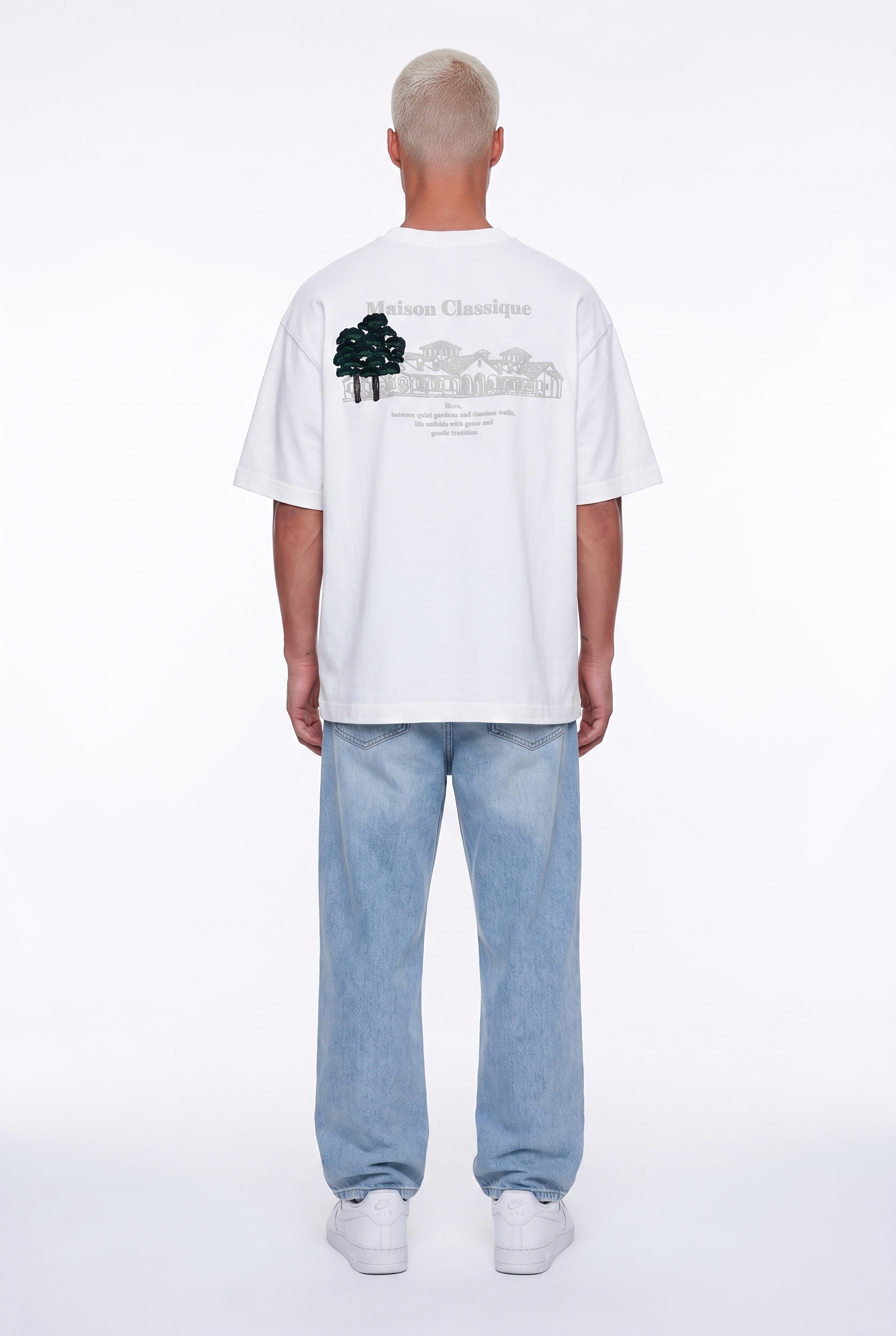 Erkek Maison Baskılı Oversize T-Shirt Ekru