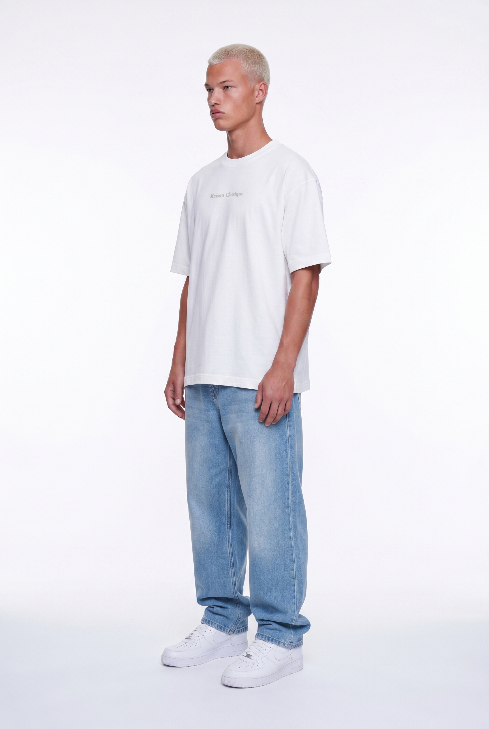 Erkek Maison Baskılı Oversize T-Shirt Ekru