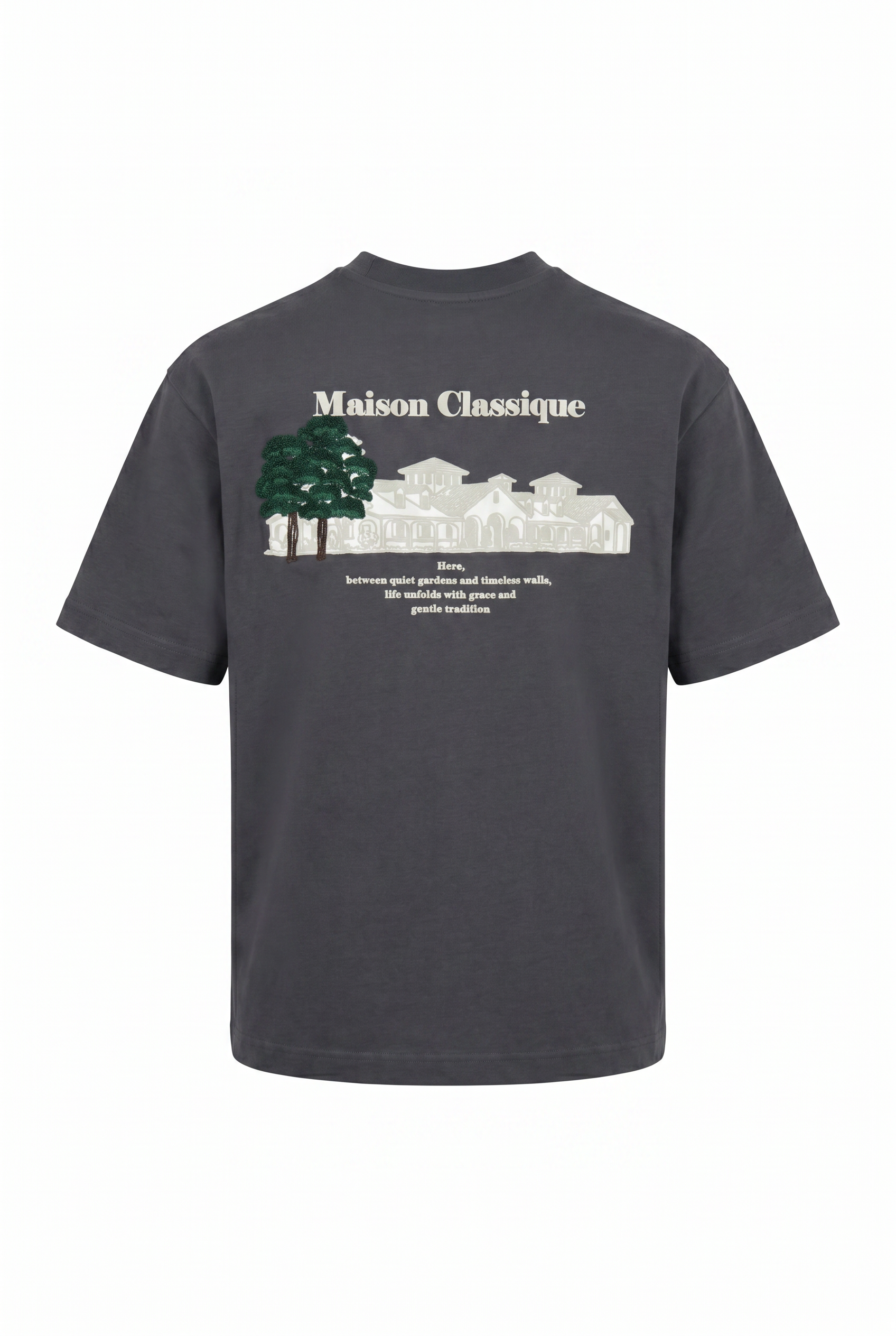 Erkek Maison Baskılı Oversize T-Shirt Füme