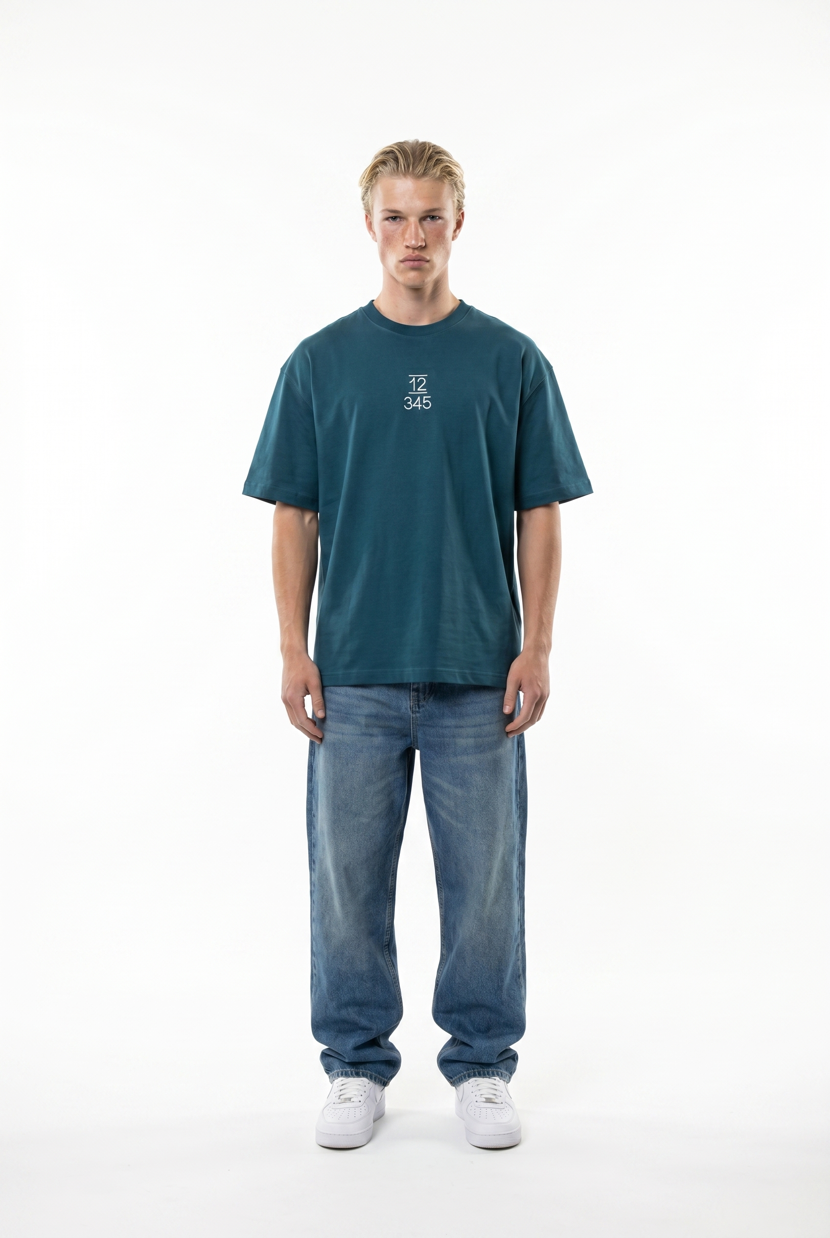Erkek Nakışlı Oversize T-Shirt Zümrüt