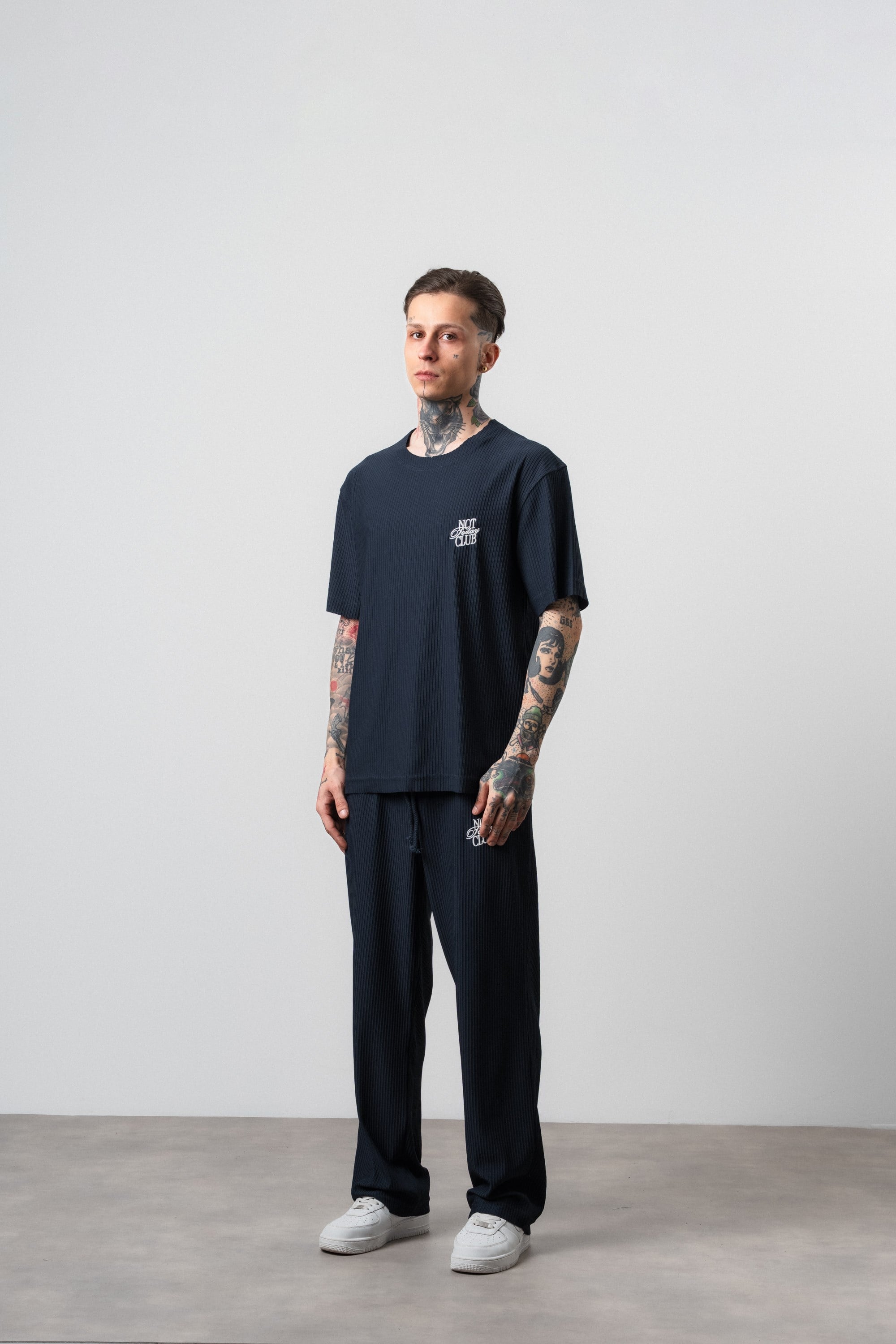 Erkek Not Today Yazılı T-Shirt Pantolon Takım Lacivert
