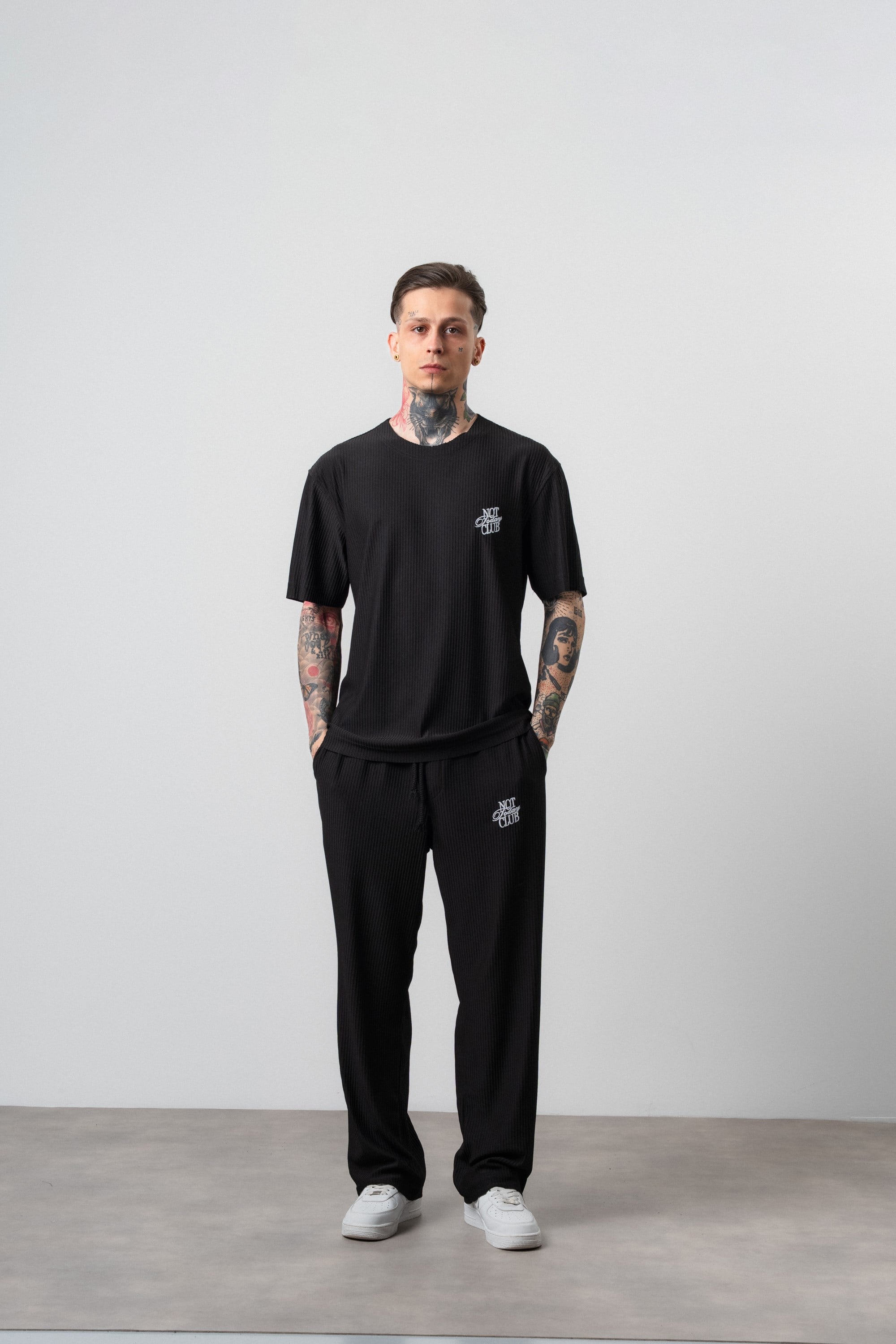 Erkek Not Today Yazılı T-Shirt Pantolon Takım Siyah
