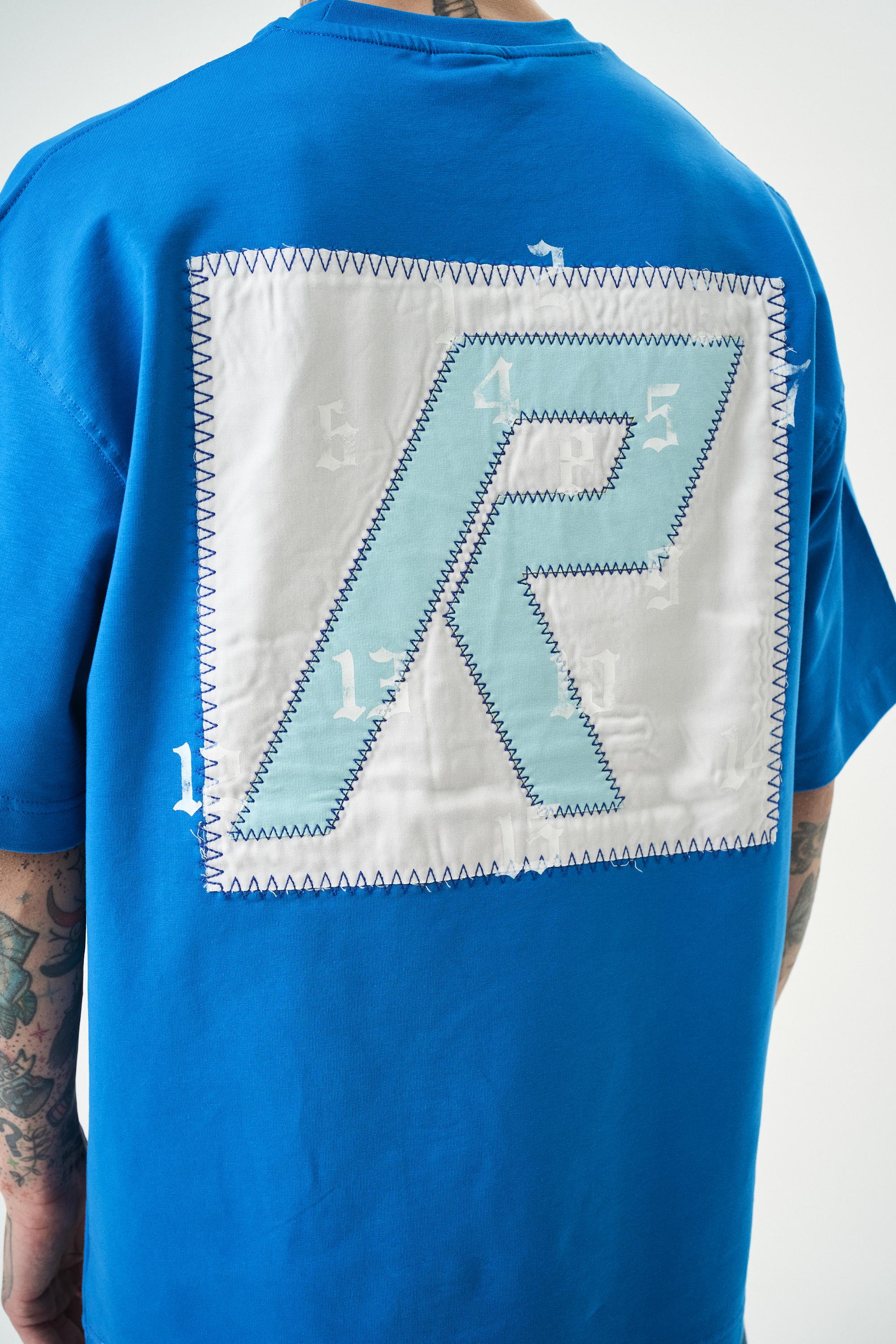 Erkek Numbers Of R Nakışlı Oversize T-Shirt Mavi