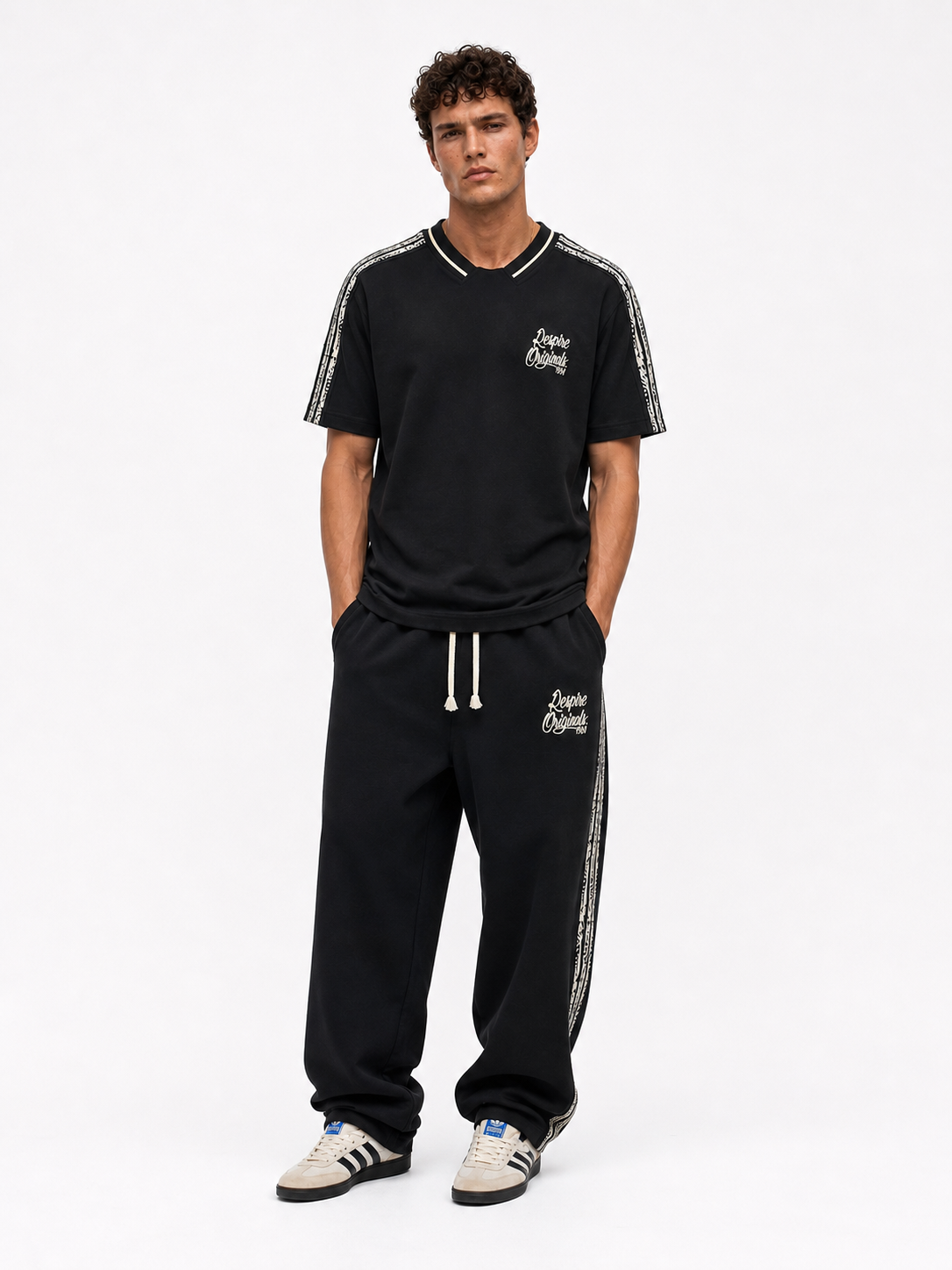 Erkek Originals Şerit Detaylı Regular Fit Eşofman Takımı Siyah