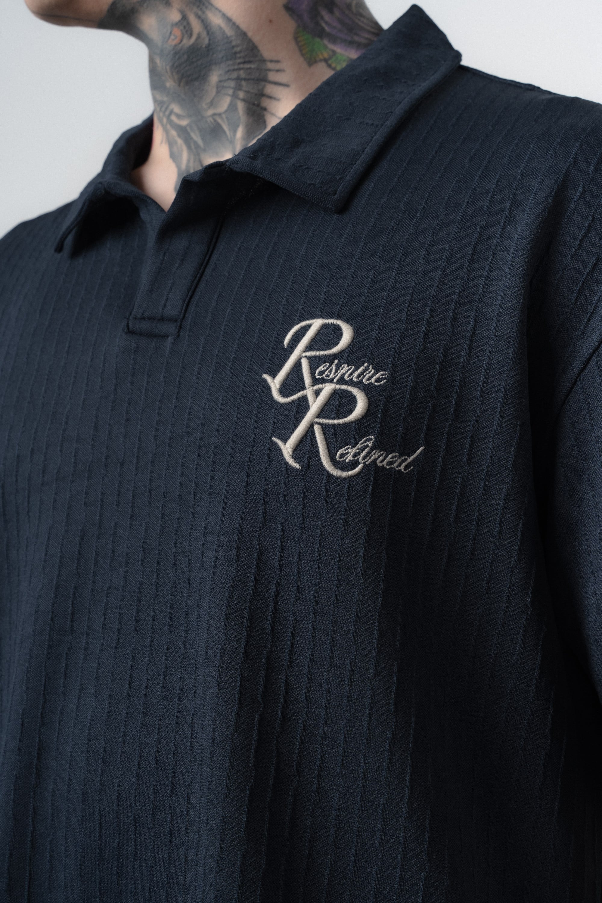 Erkek Respire Relined Yazılı Regular Fit T-Shirt Şort Takım Lacivert