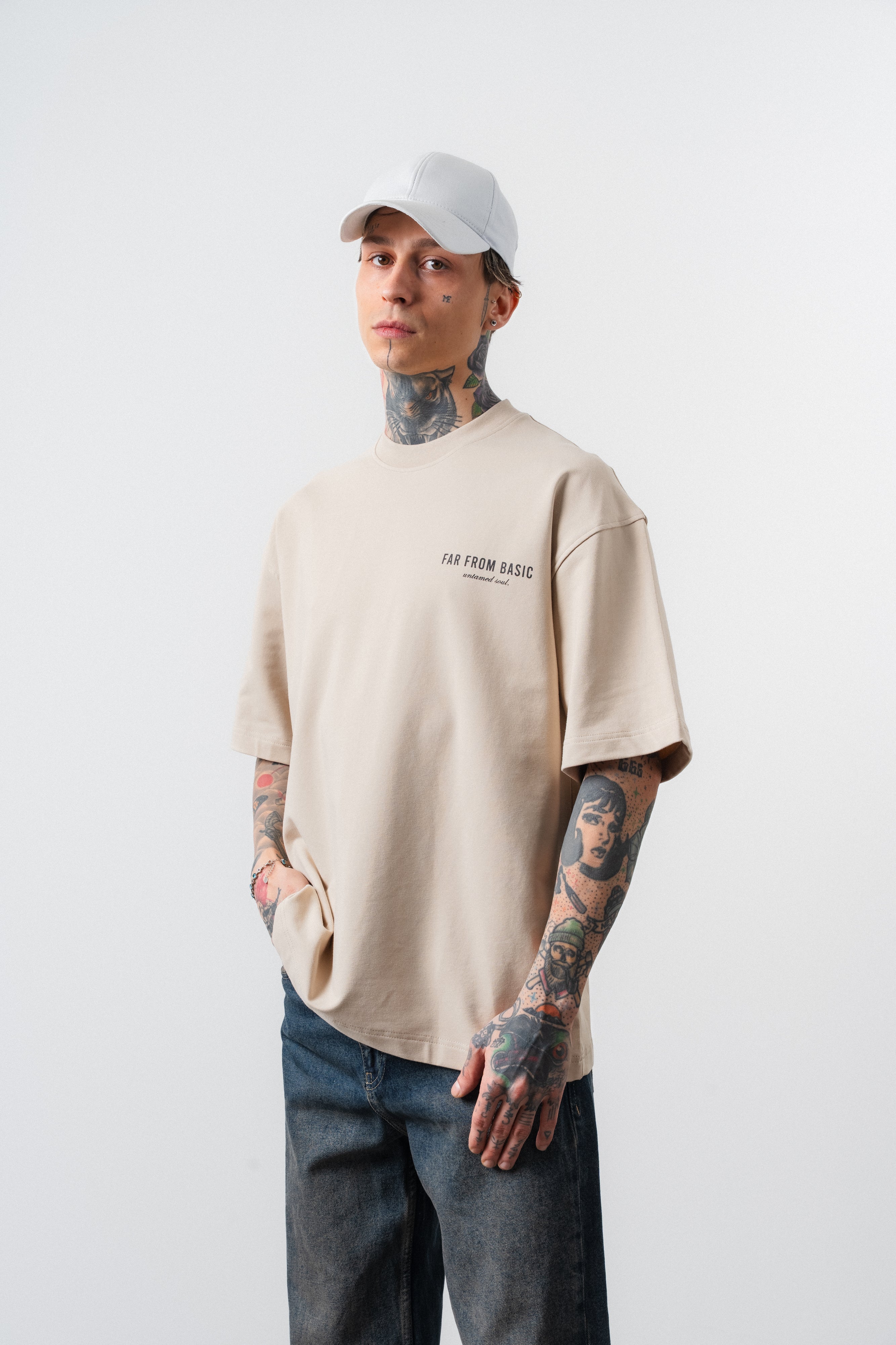 Erkek Respire X Itsbyzey Baskılı Oversize T-Shirt Bej