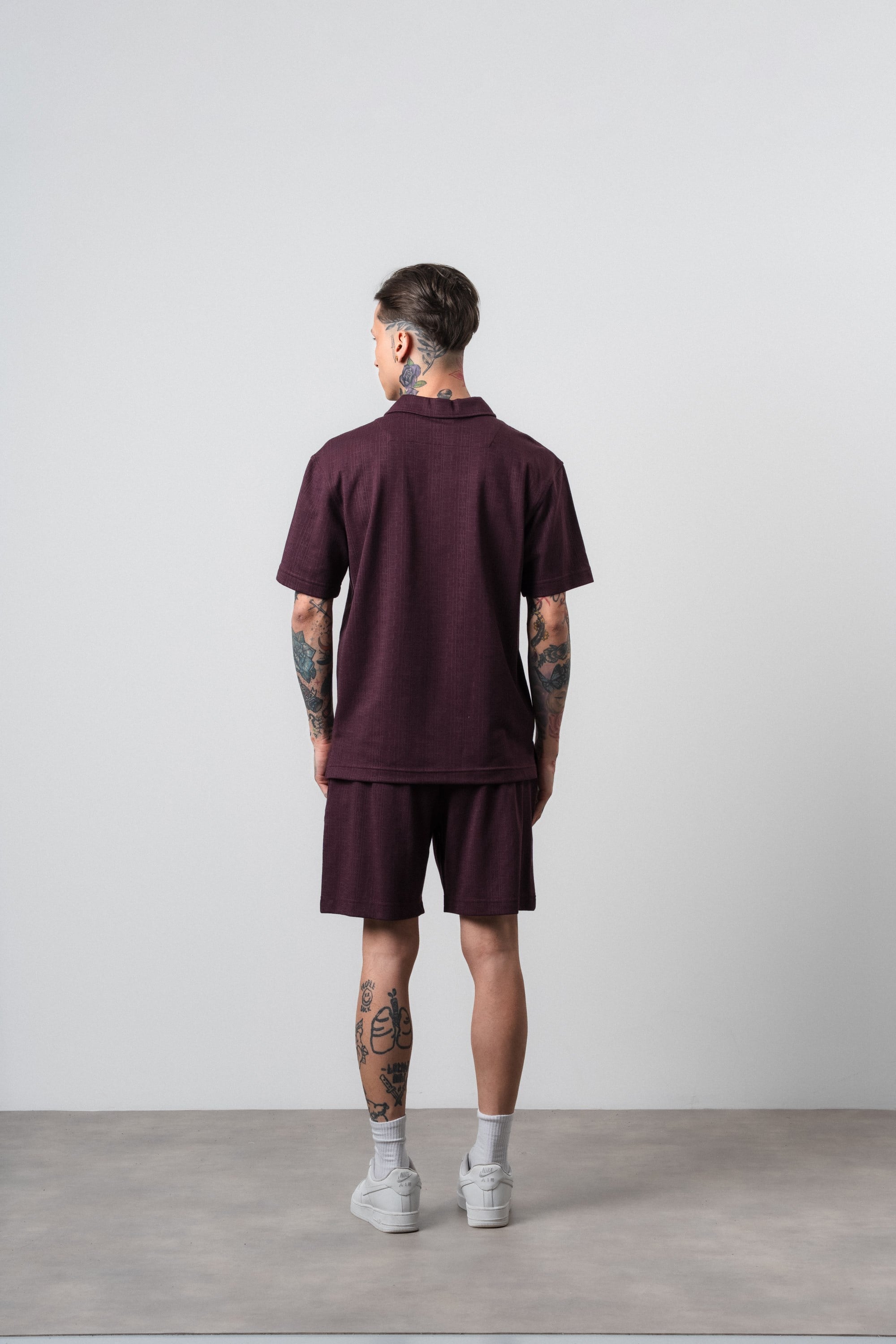 Erkek Rocket Club Yazılı Regular Fit T-Shirt Şort Takım Bordo