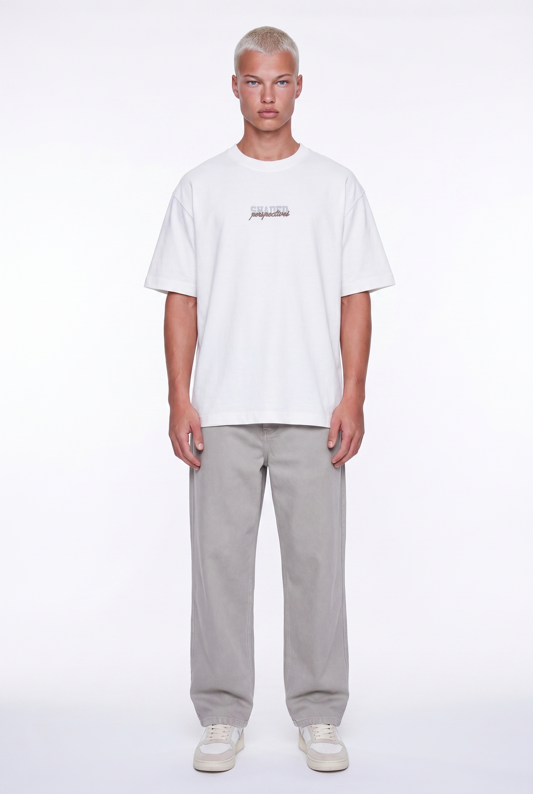 Erkek Shaded Baskılı Oversize T-Shirt Ekru