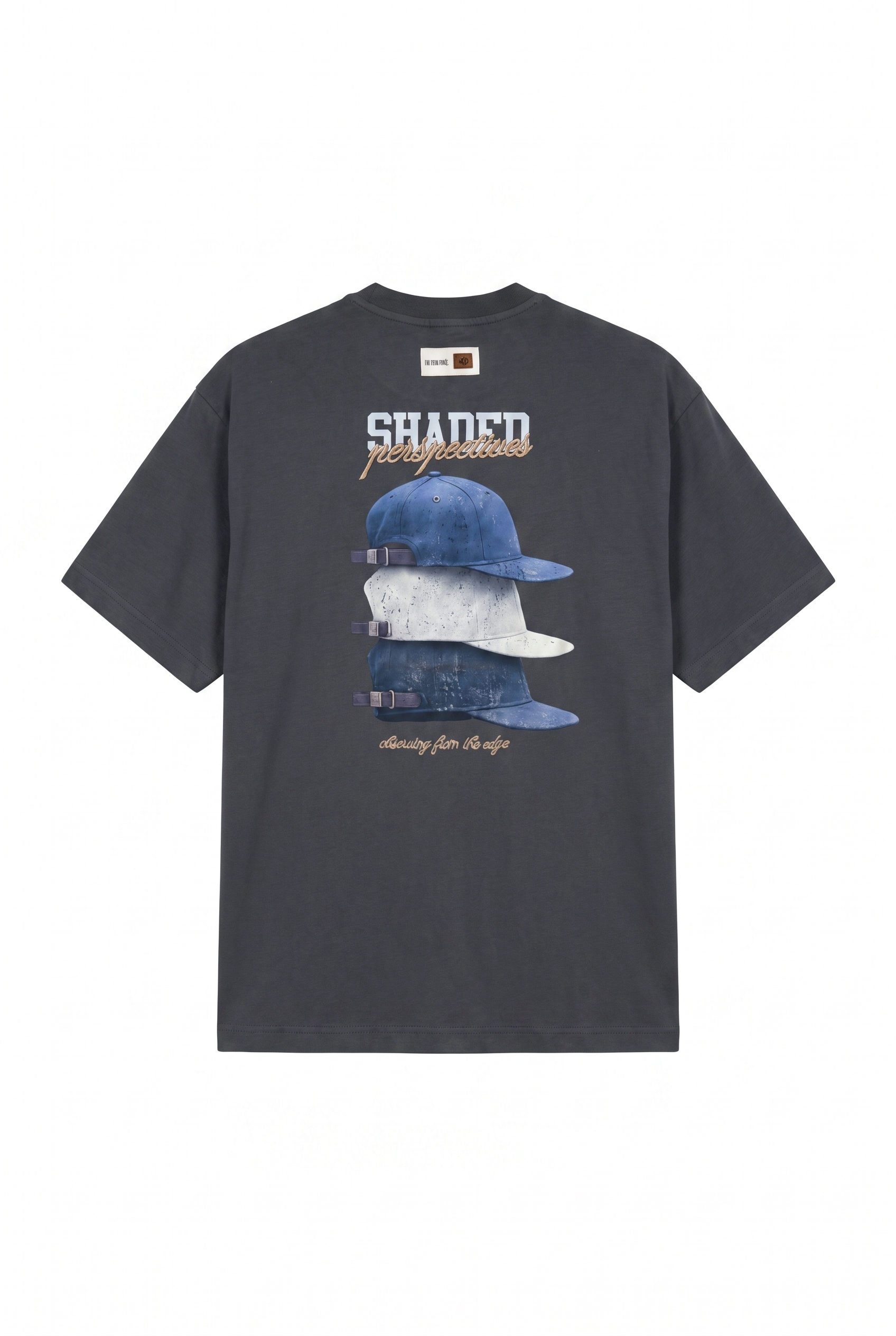 Erkek Shaded Baskılı Oversize T-Shirt Füme
