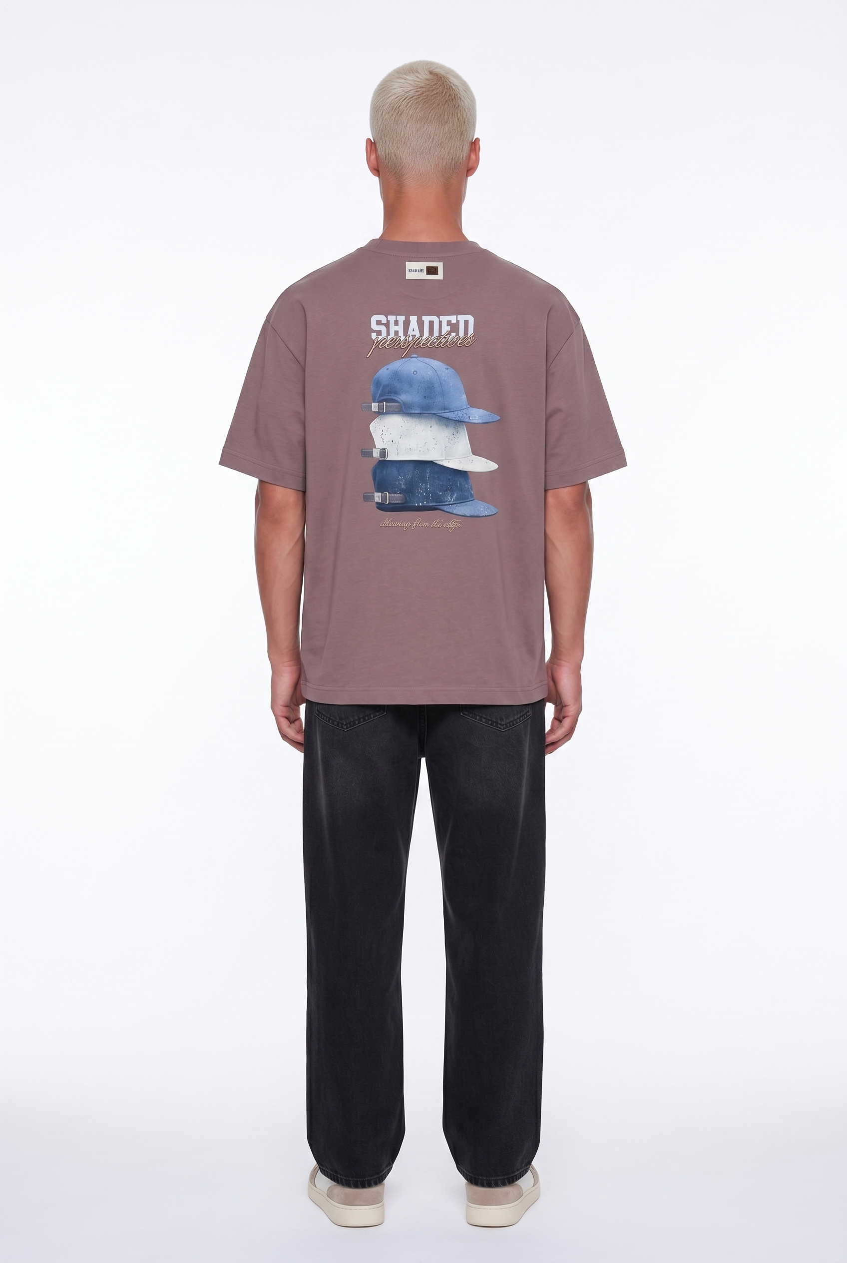Erkek Shaded Baskılı Oversize T-Shirt Kahve