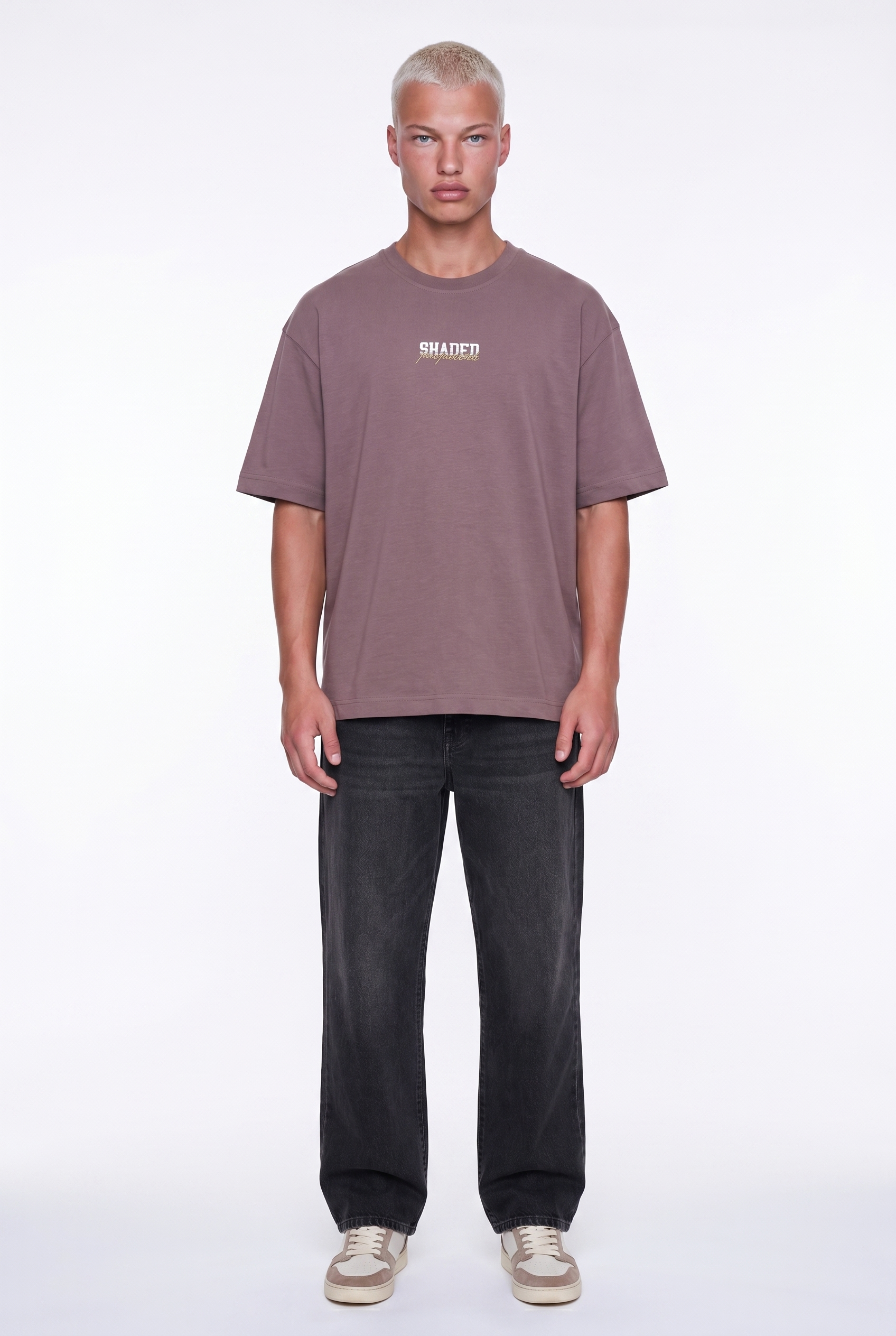 Erkek Shaded Baskılı Oversize T-Shirt Kahve