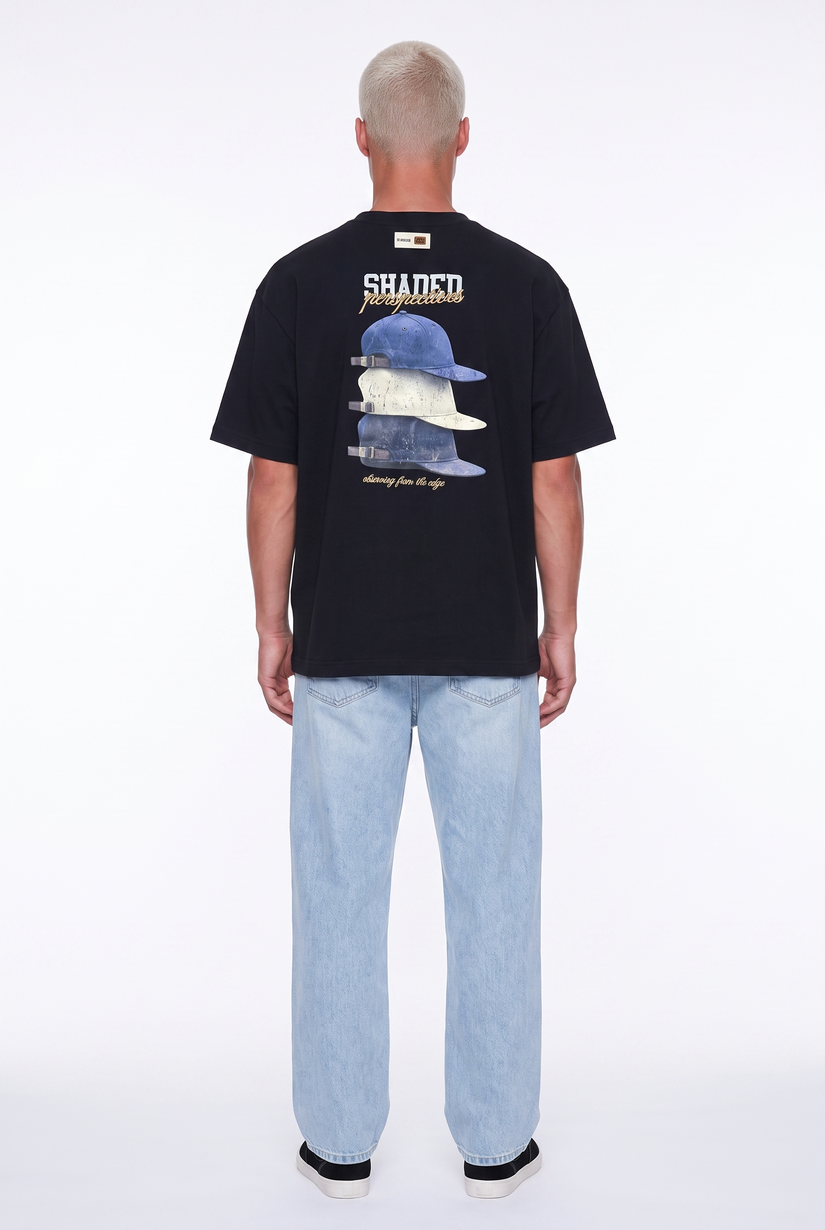 Erkek Shaded Baskılı Oversize T-Shirt Siyah