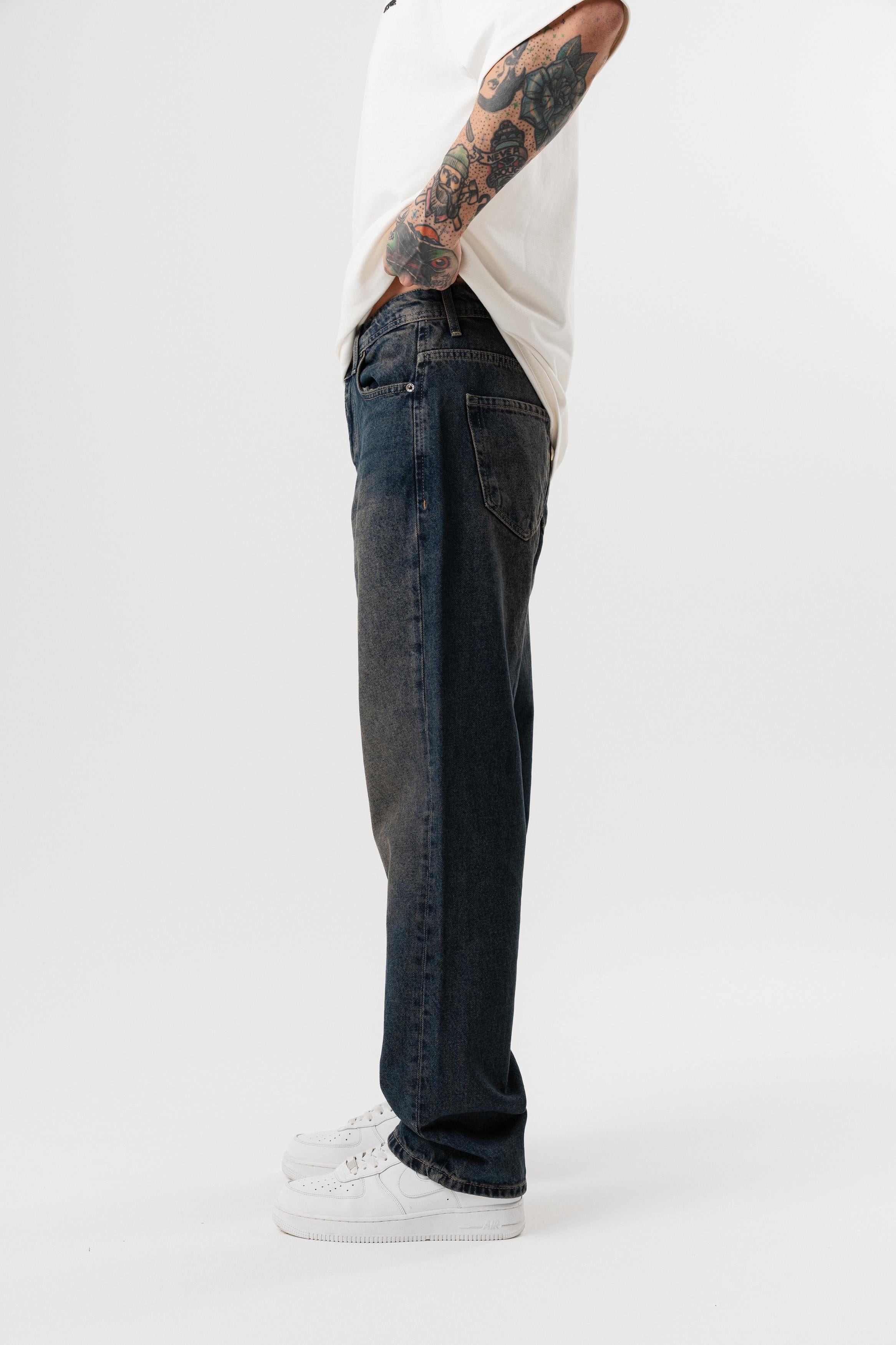 Erkek Washed Baggy Pantolon Tint Mavi