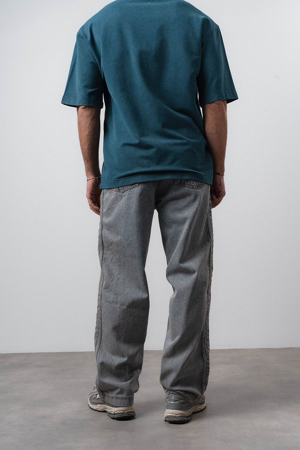 Respire-Erkek Yan Şerit Detaylı Baggy Jean Mavi-Kot Pantolon-4-Milagron.com