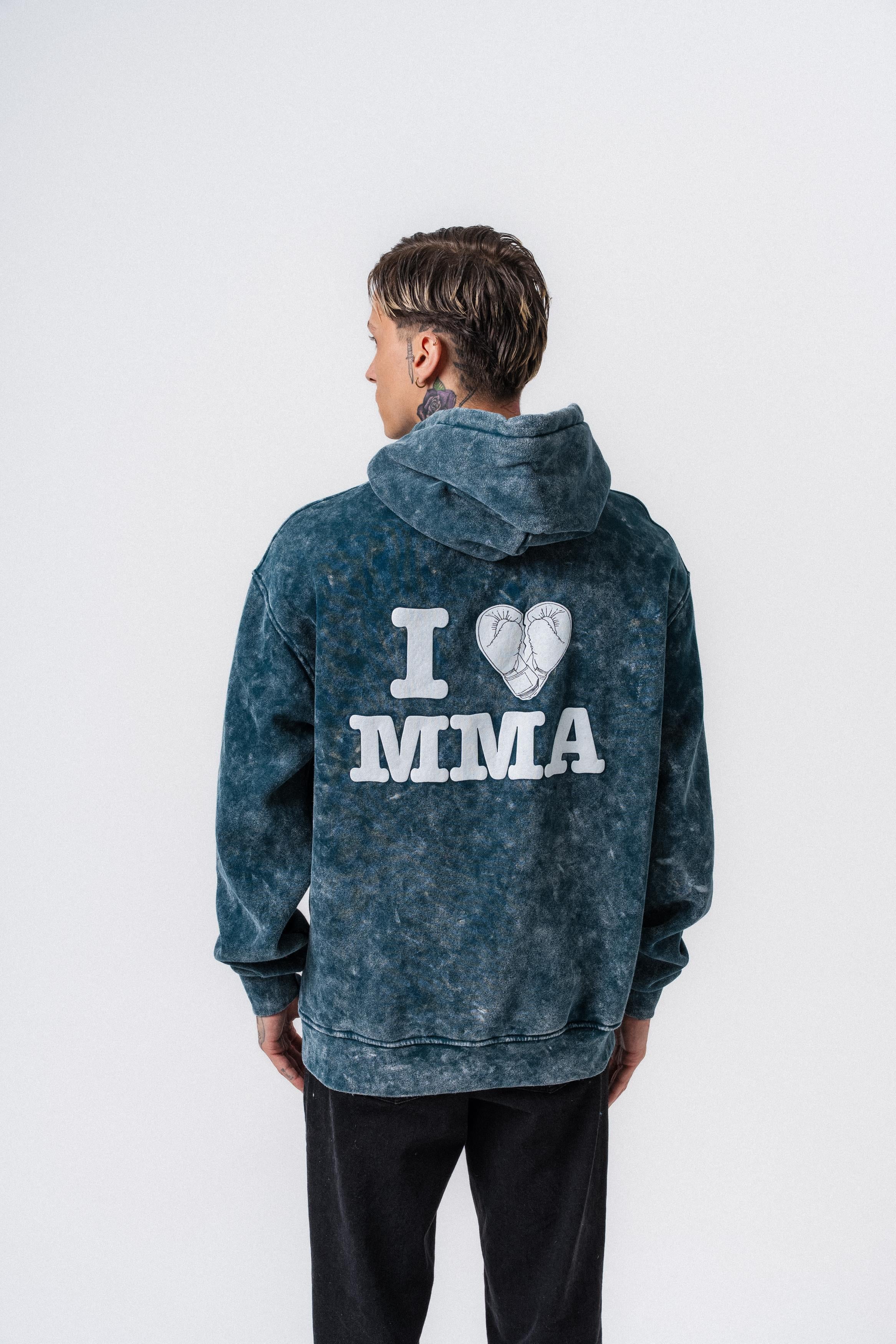 Erkek Mma Baskılı Kapüşonlu Oversize Hoodie Zümrüt