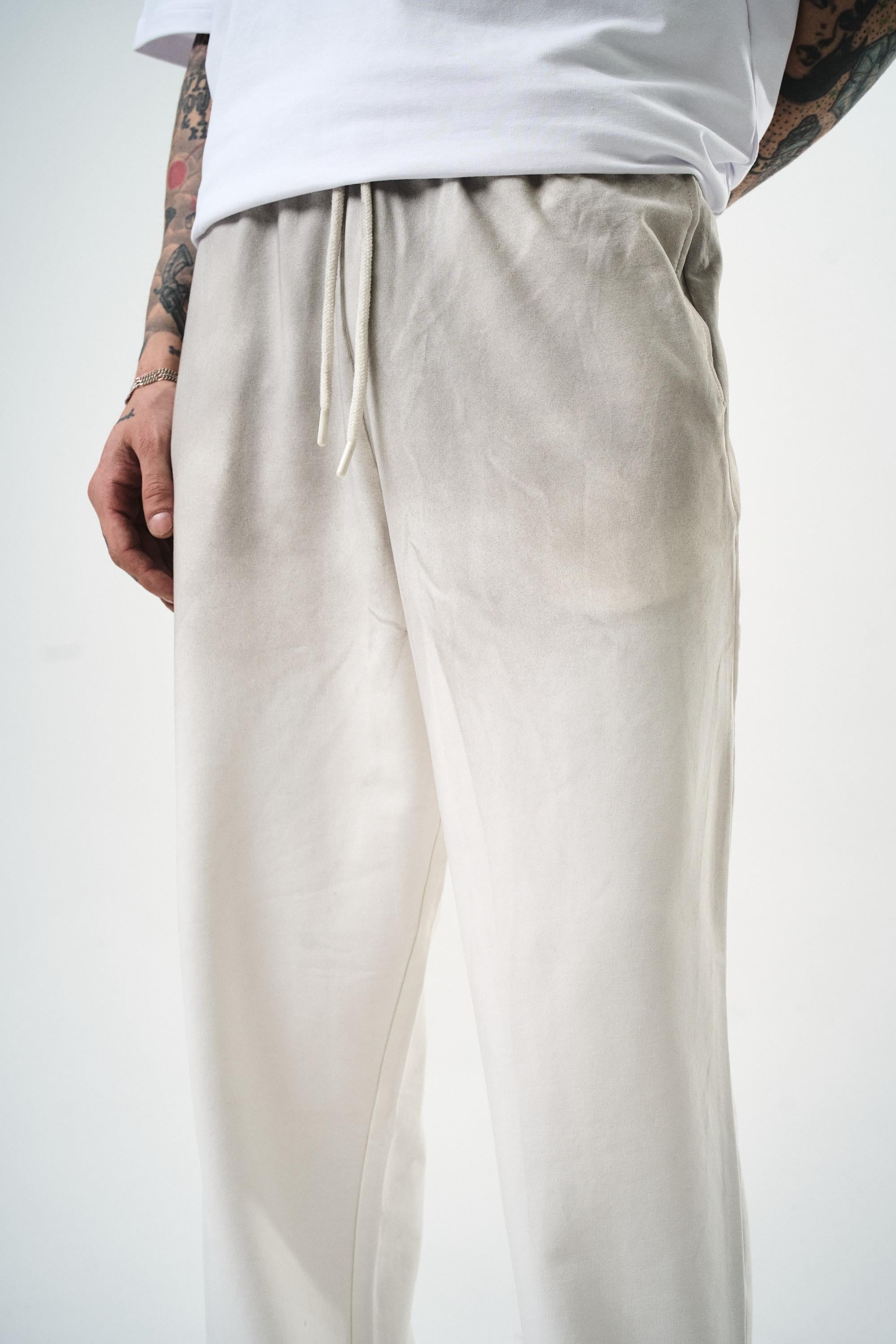 Erkek Sprey Baggy Eşofman Altı Ekru