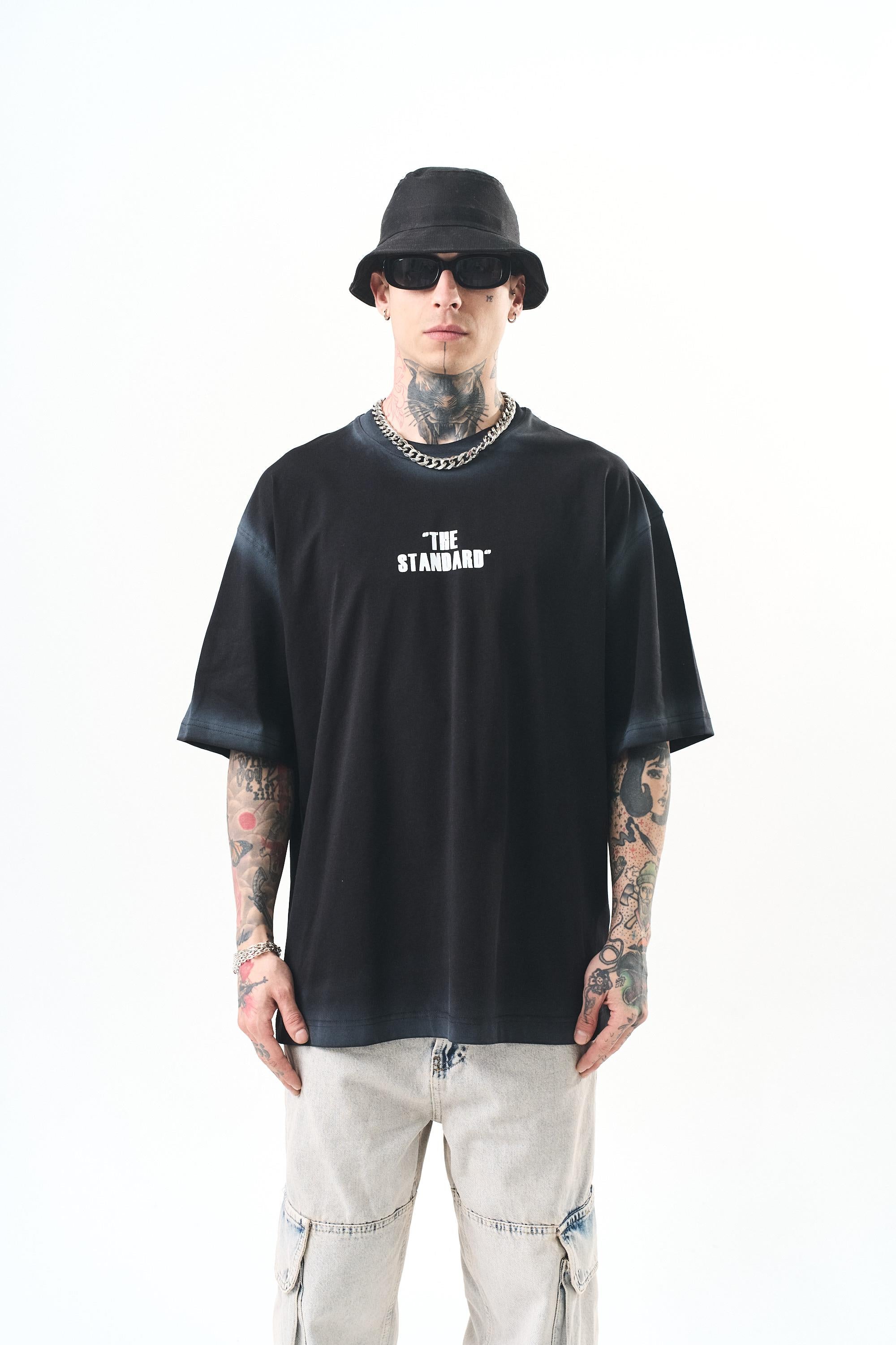 Erkek The Standard Baskılı Oversize T-Shirt Siyah