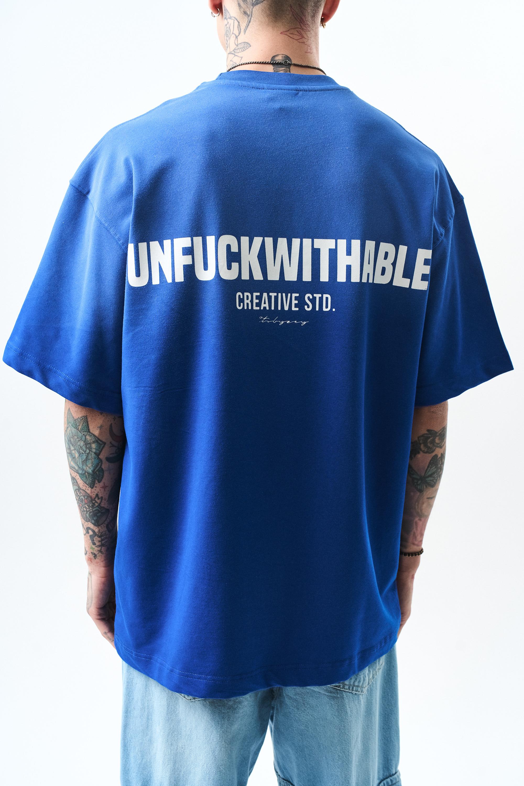 Erkek Unfuckwithable Baskılı Oversize T-Shirt Saks