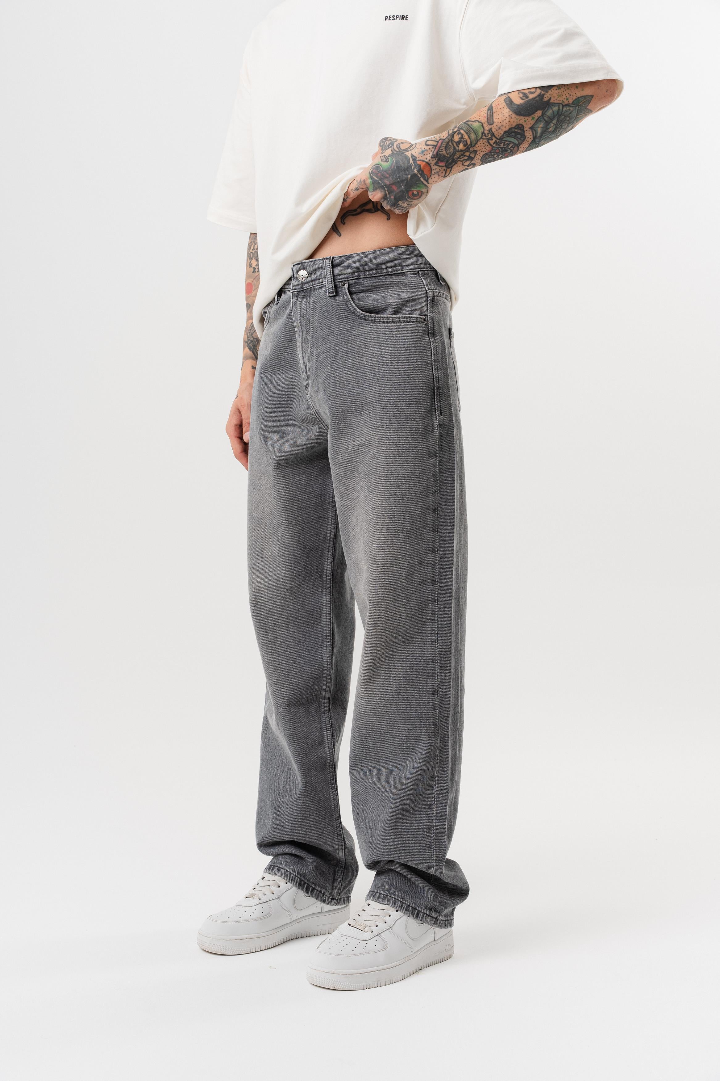 Erkek Washed Baggy Pantolon Koyu Gri