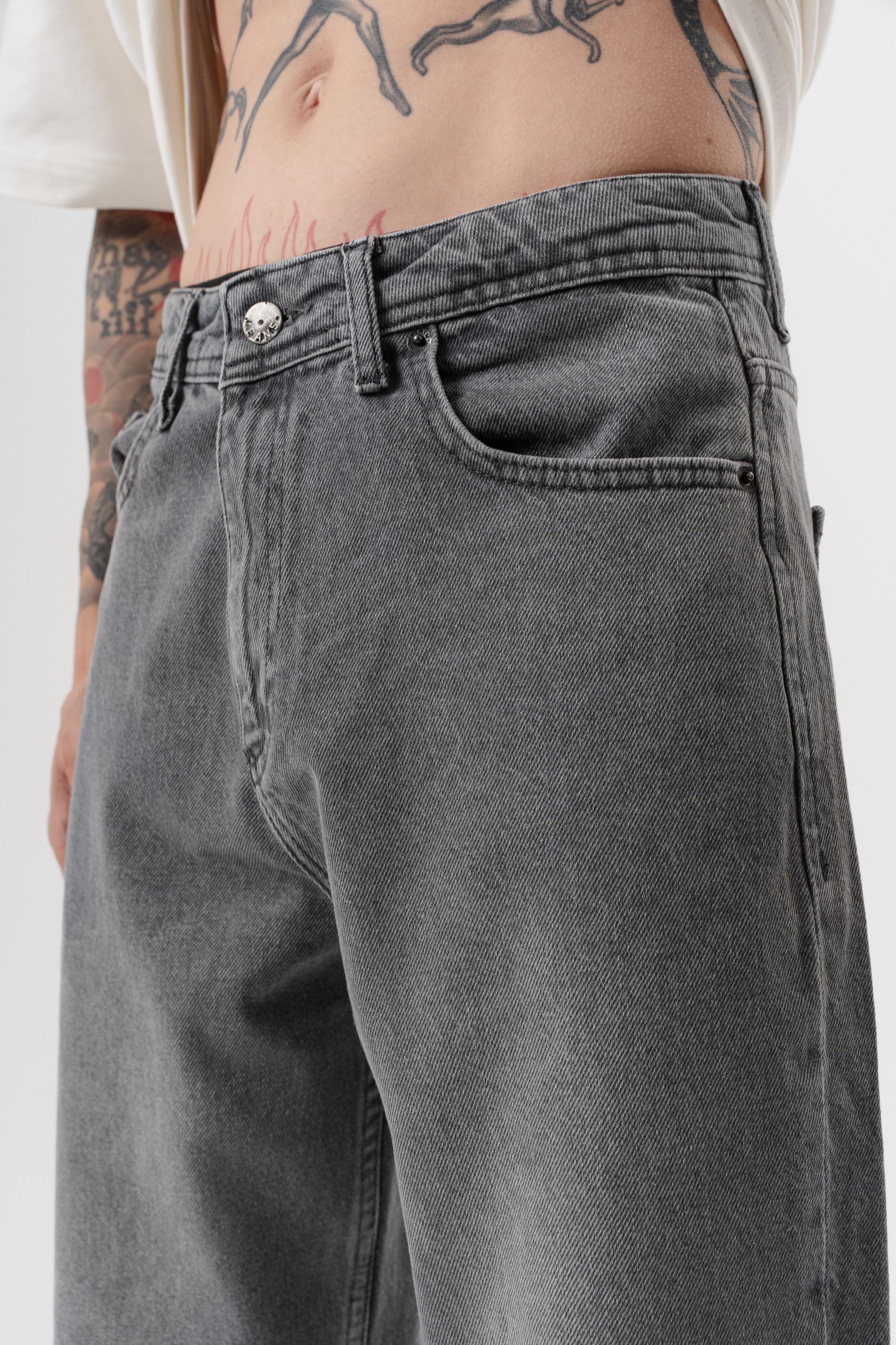 Erkek Washed Baggy Pantolon Koyu Gri