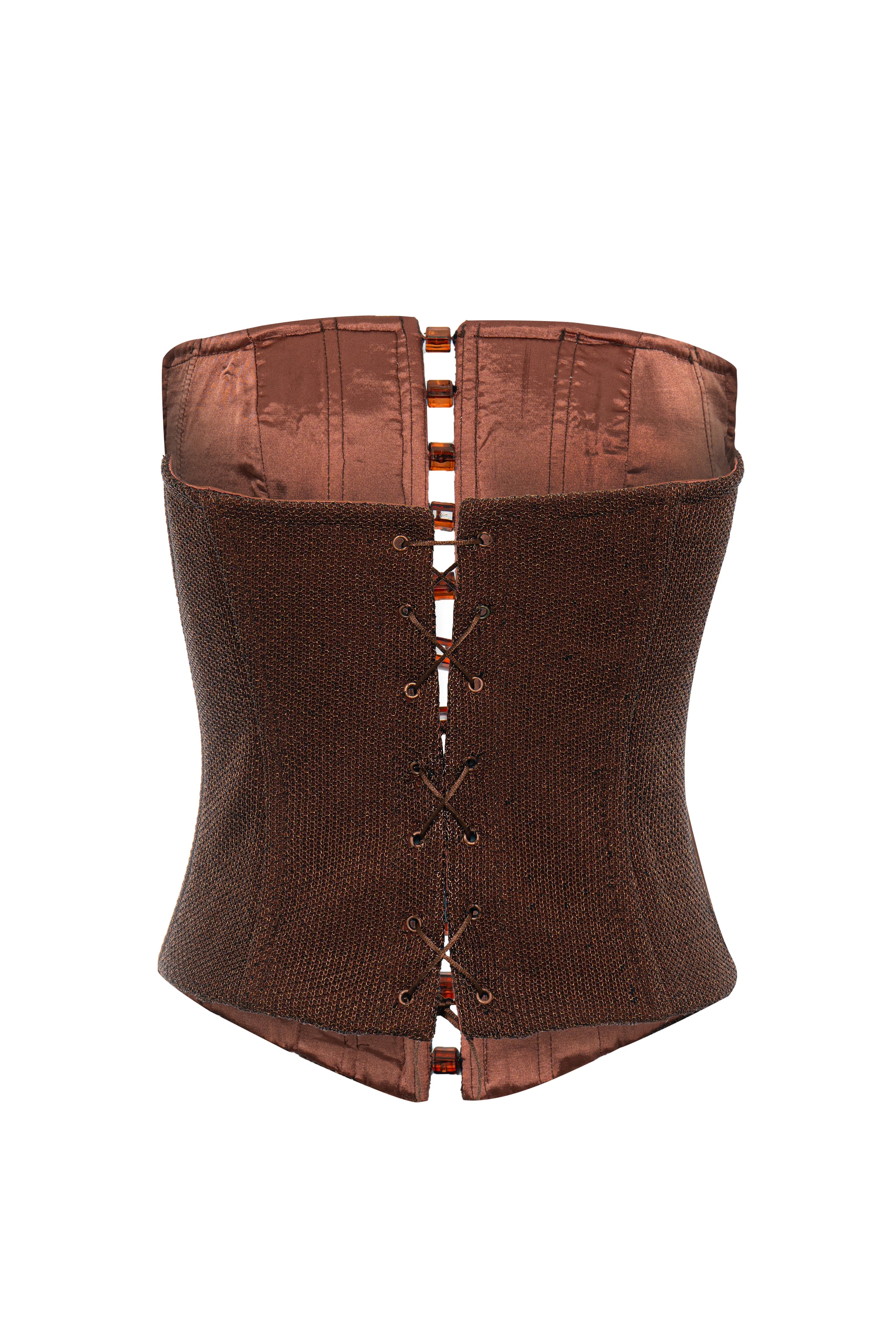 Roccie-Angless Crochet Stretch Mesh Strapless Corset-9-Milagron.com